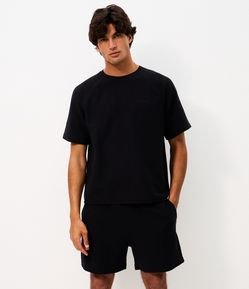 Camiseta Oversized Boxy em Moletom com Bordado no Peito