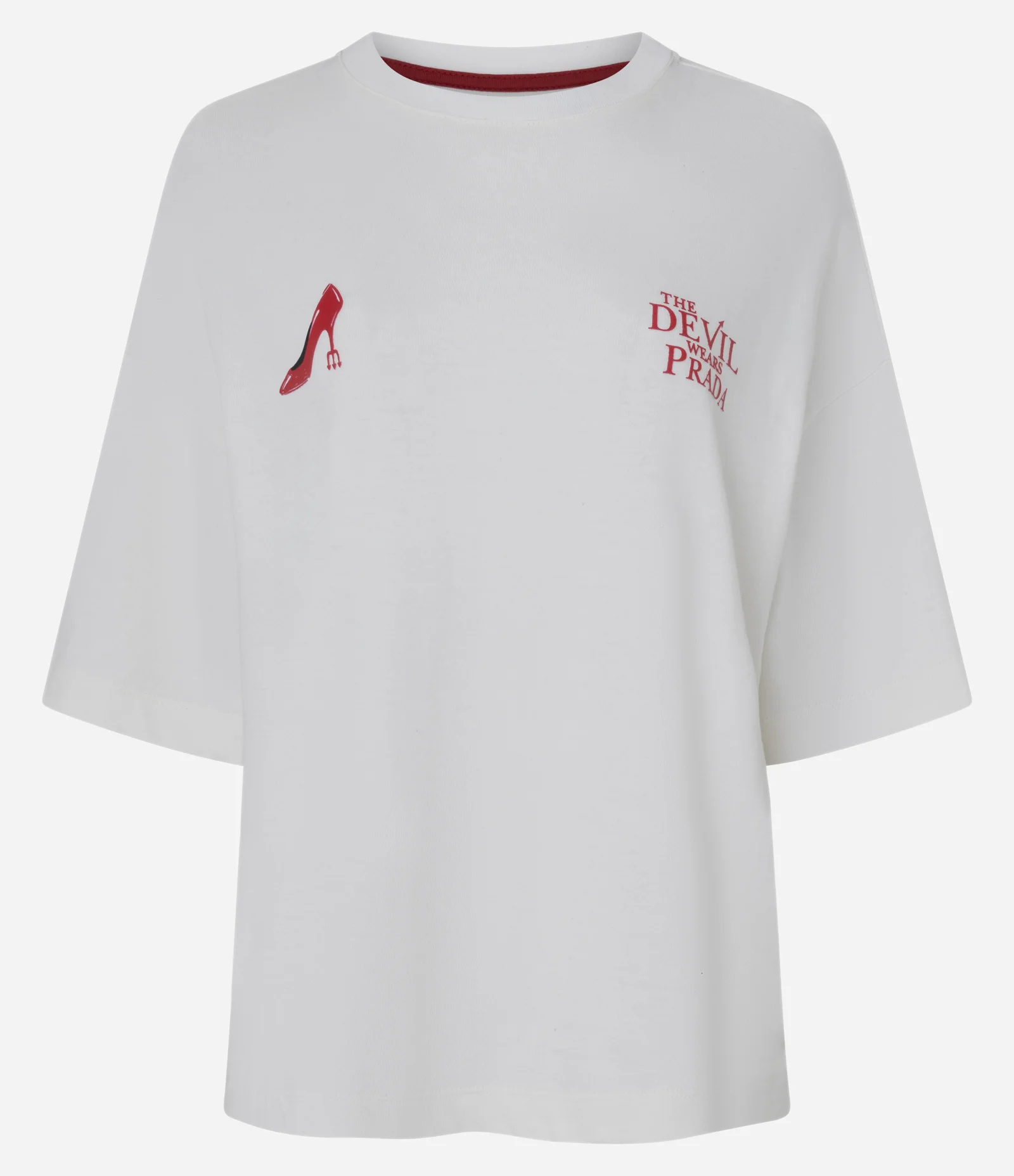 Camiseta Boxy com Estampa O Diabo Veste Prada Branco 5