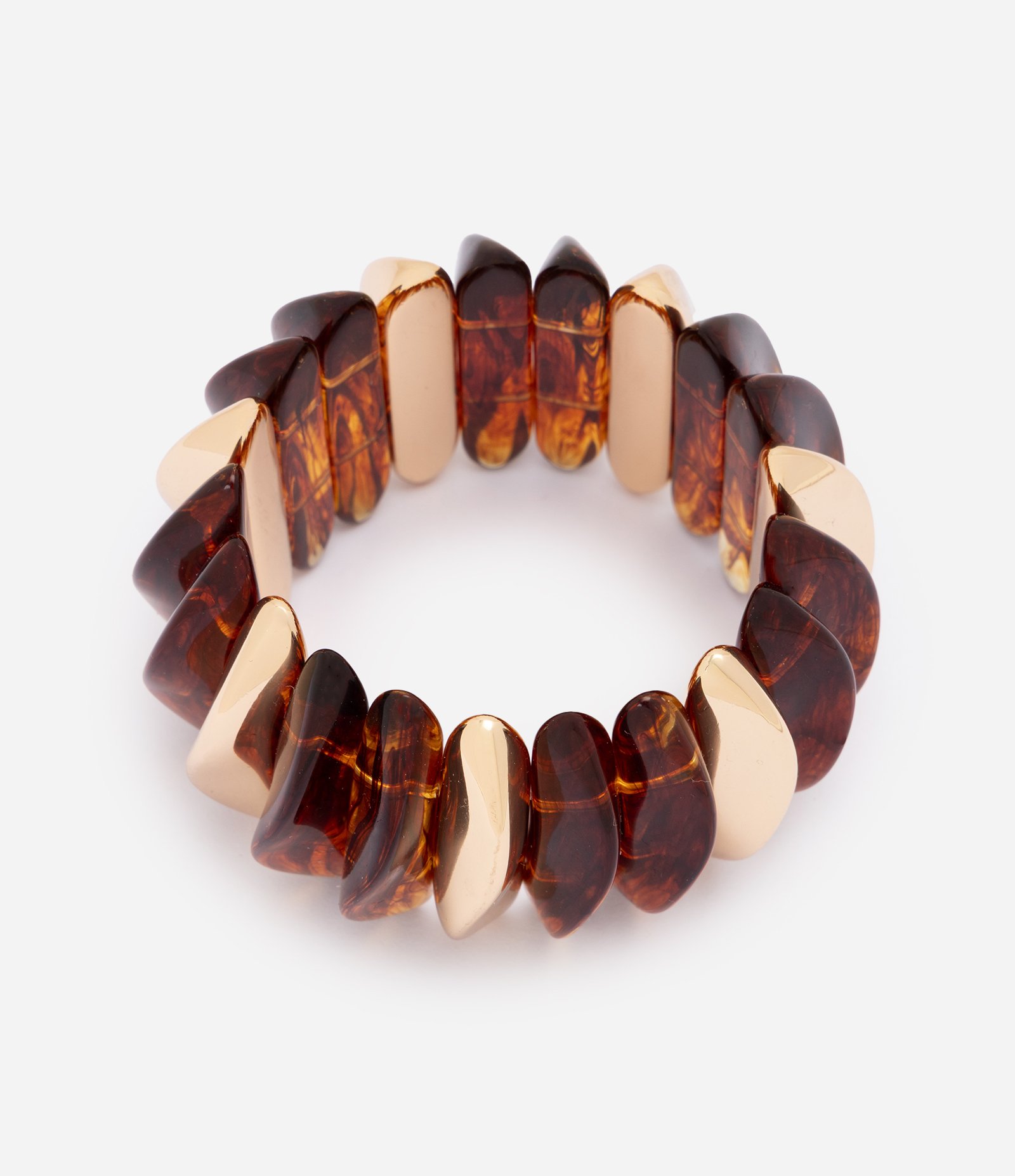 Pulseira Elástica com Resina e Formatos Orgânicos Marrom 1