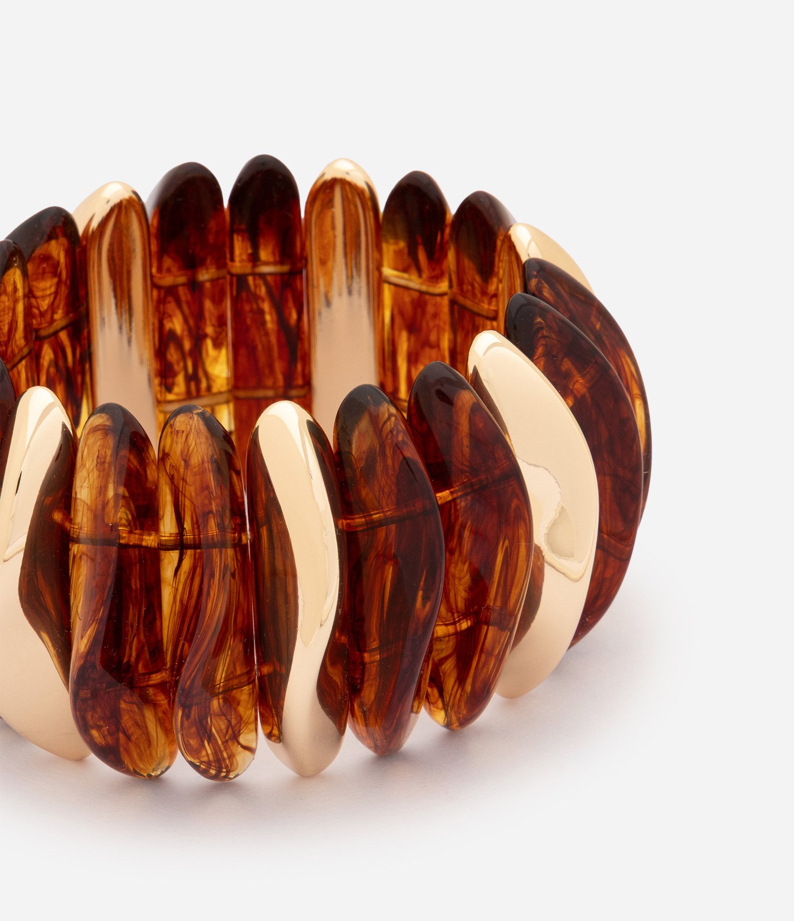 Pulseira Elástica com Resina e Formatos Orgânicos Marrom 2