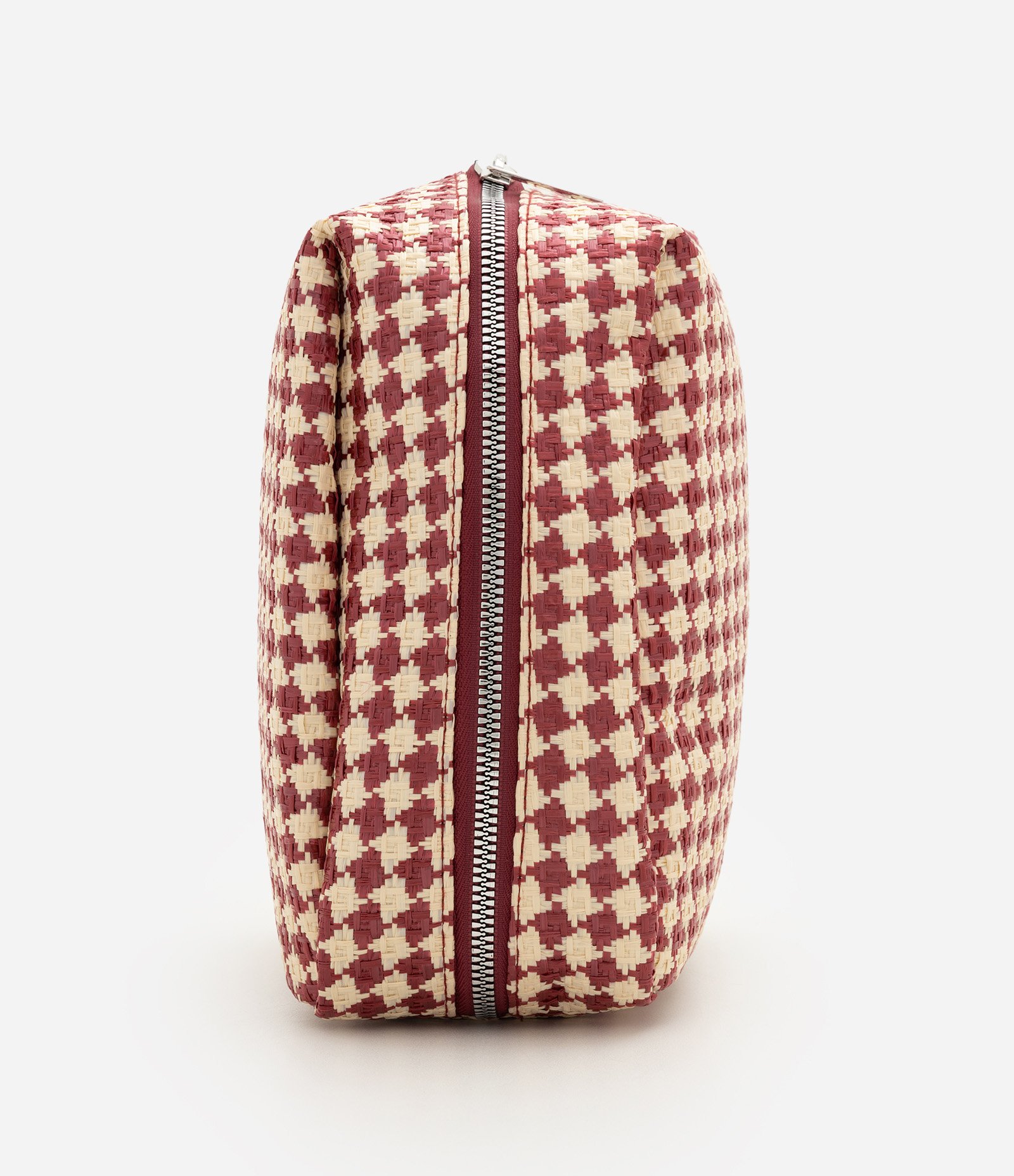 Necessaire Grande com Estampa Xadrez e Compartimentos Internos Vermelho 2