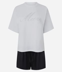 Blusa Curto em Algodão com Aplicação Meow