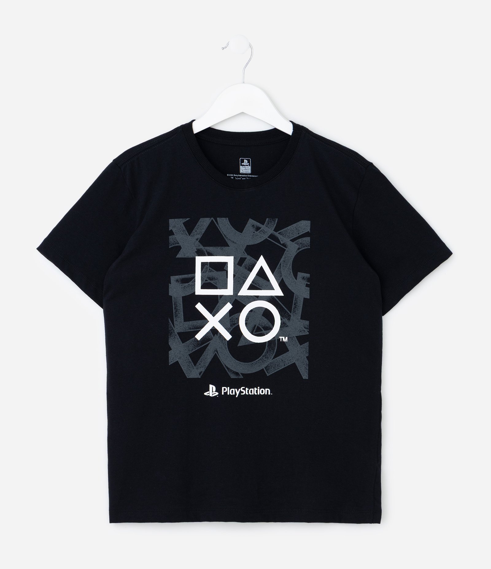 Camiseta Infantil com Estampa Ícones PlayStation – Tam 5 a 14 Anos Preto 1