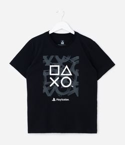 Camiseta Infantil com Estampa Ícones PlayStation – Tam 5 a 14 Anos