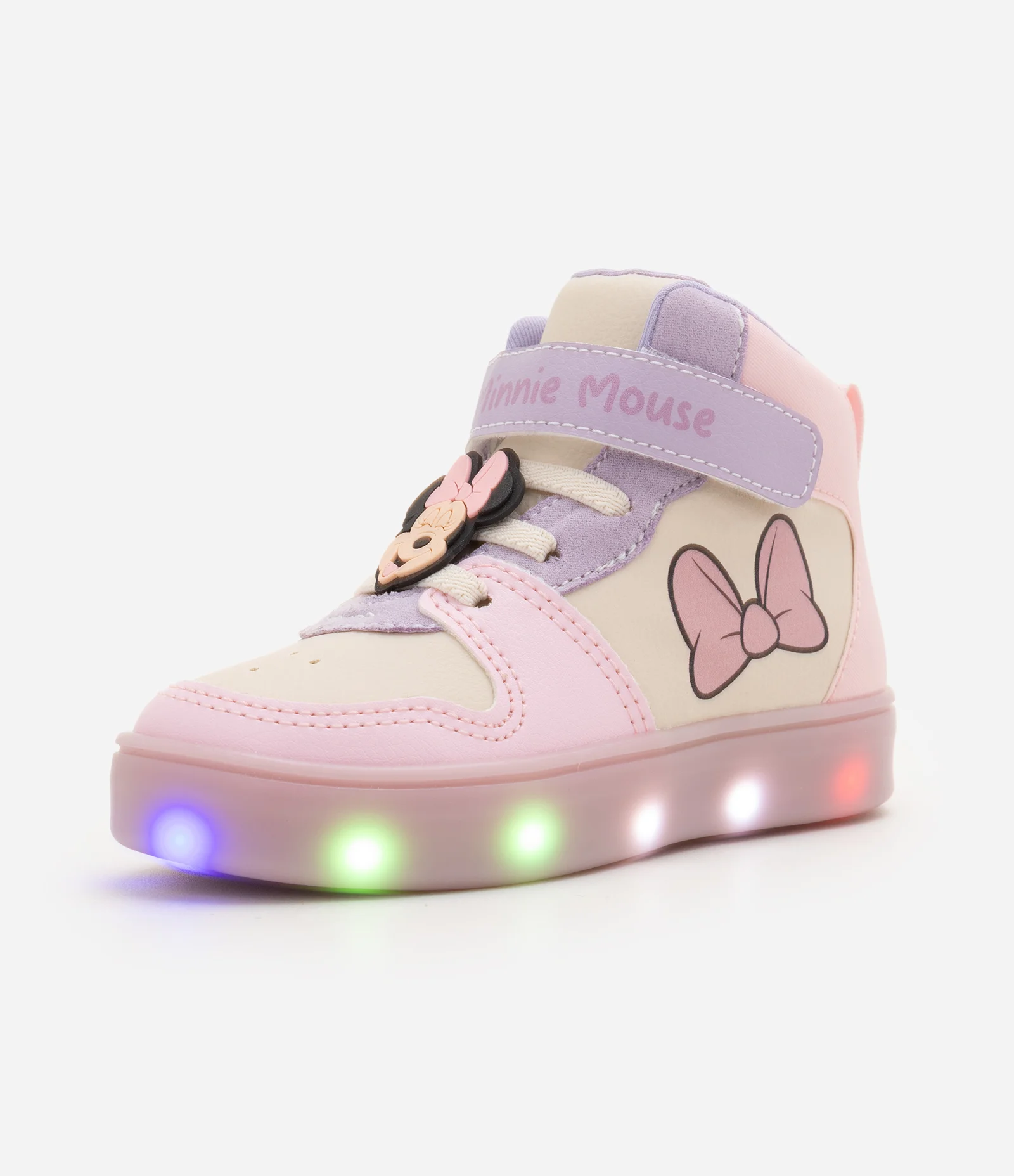 Tênis Infantil Minnie com LED e Cano Alto - Tam 20 a 27 Rosa 1