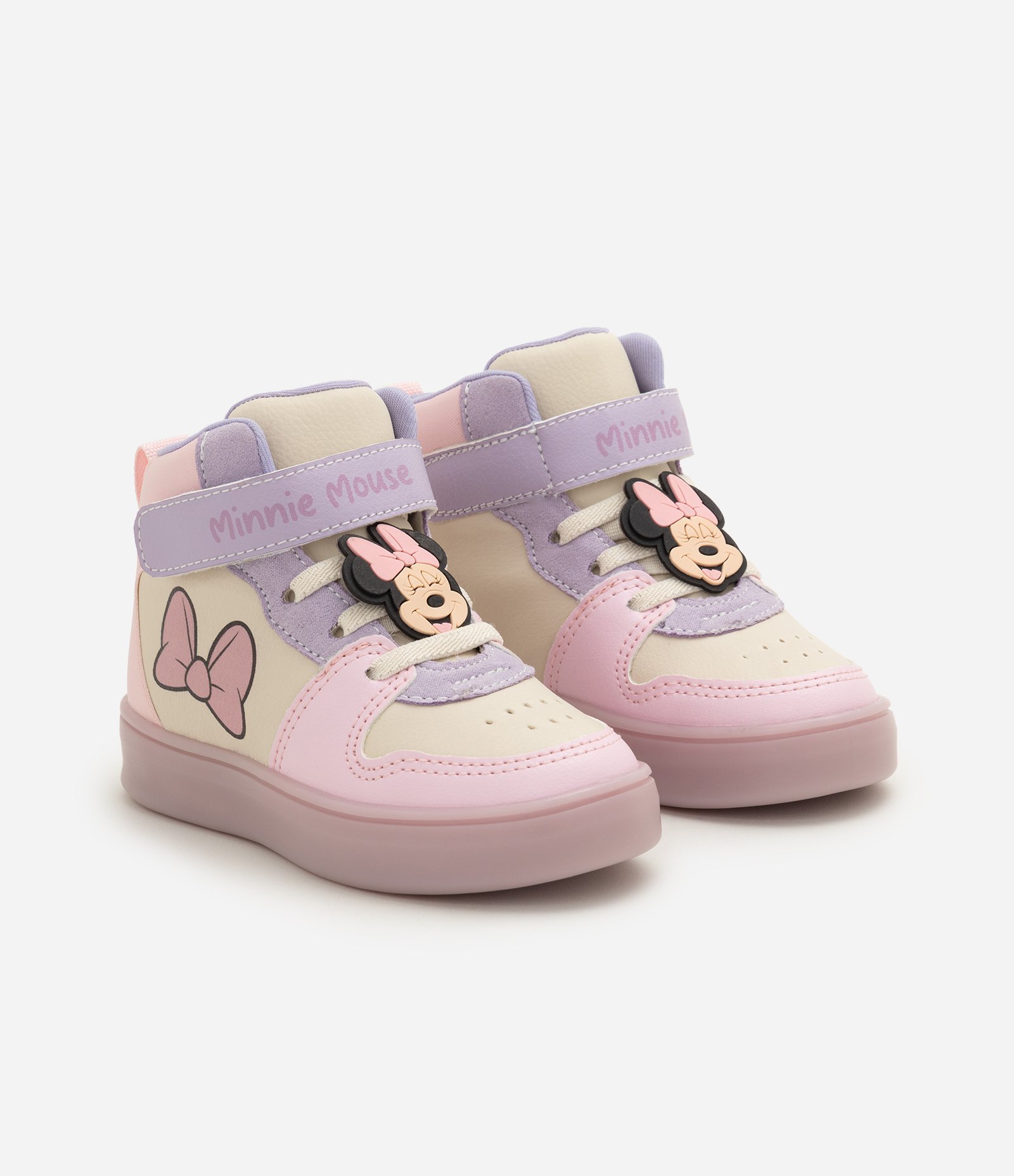 Tênis Infantil Minnie com LED e Cano Alto - Tam 20 a 27 Rosa 6