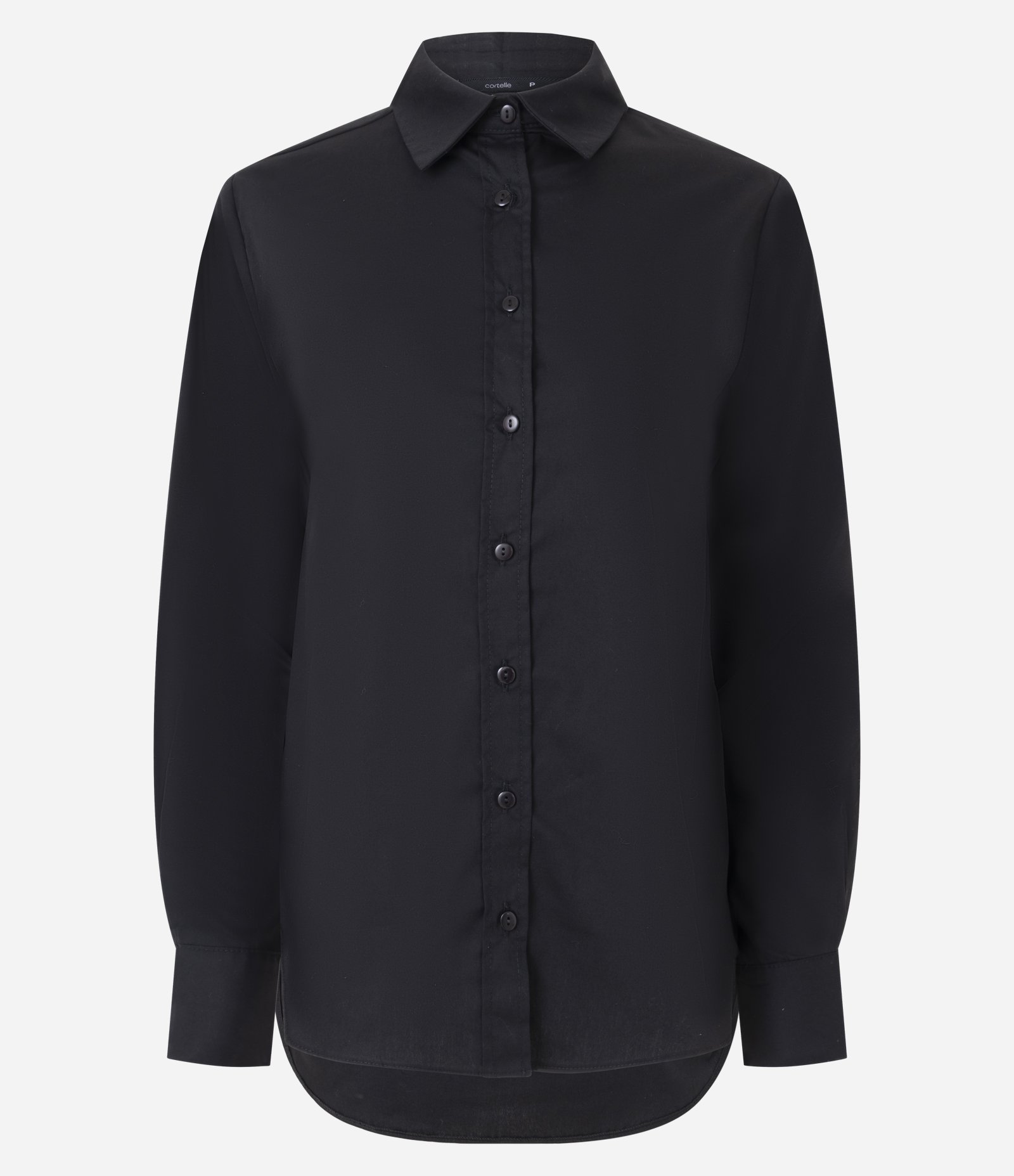 Camisa em Tricoline com Abotoamento e Punho Largo Preto 1