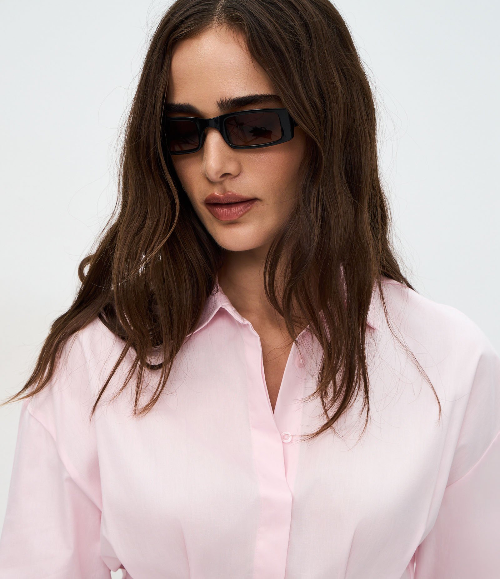 Camisa em Algodão com Pregas e Botões Rosa 3