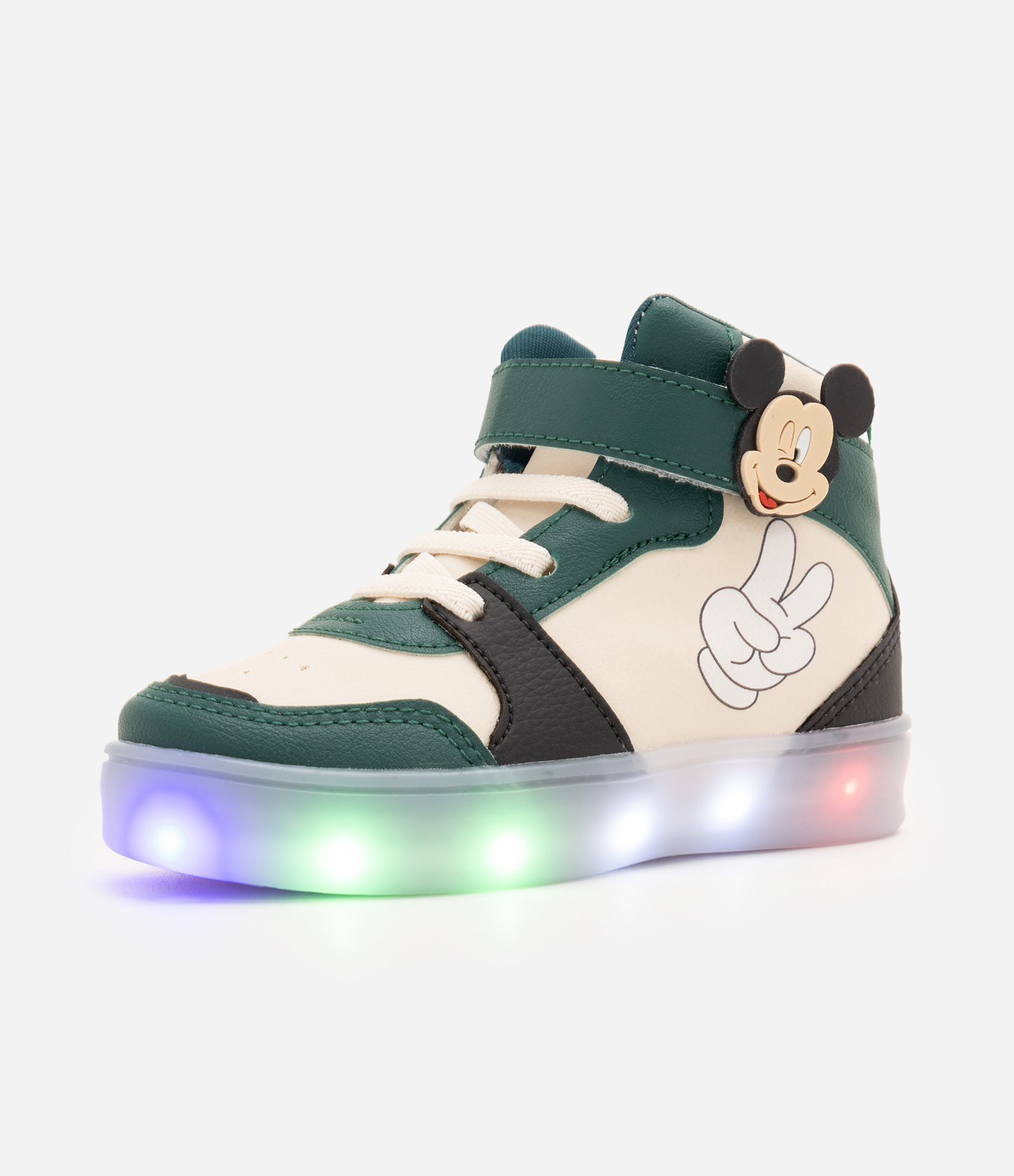 Tênis Infantil Mickey com LED e Cano Alto - Tam 20 a 27 Off White 1