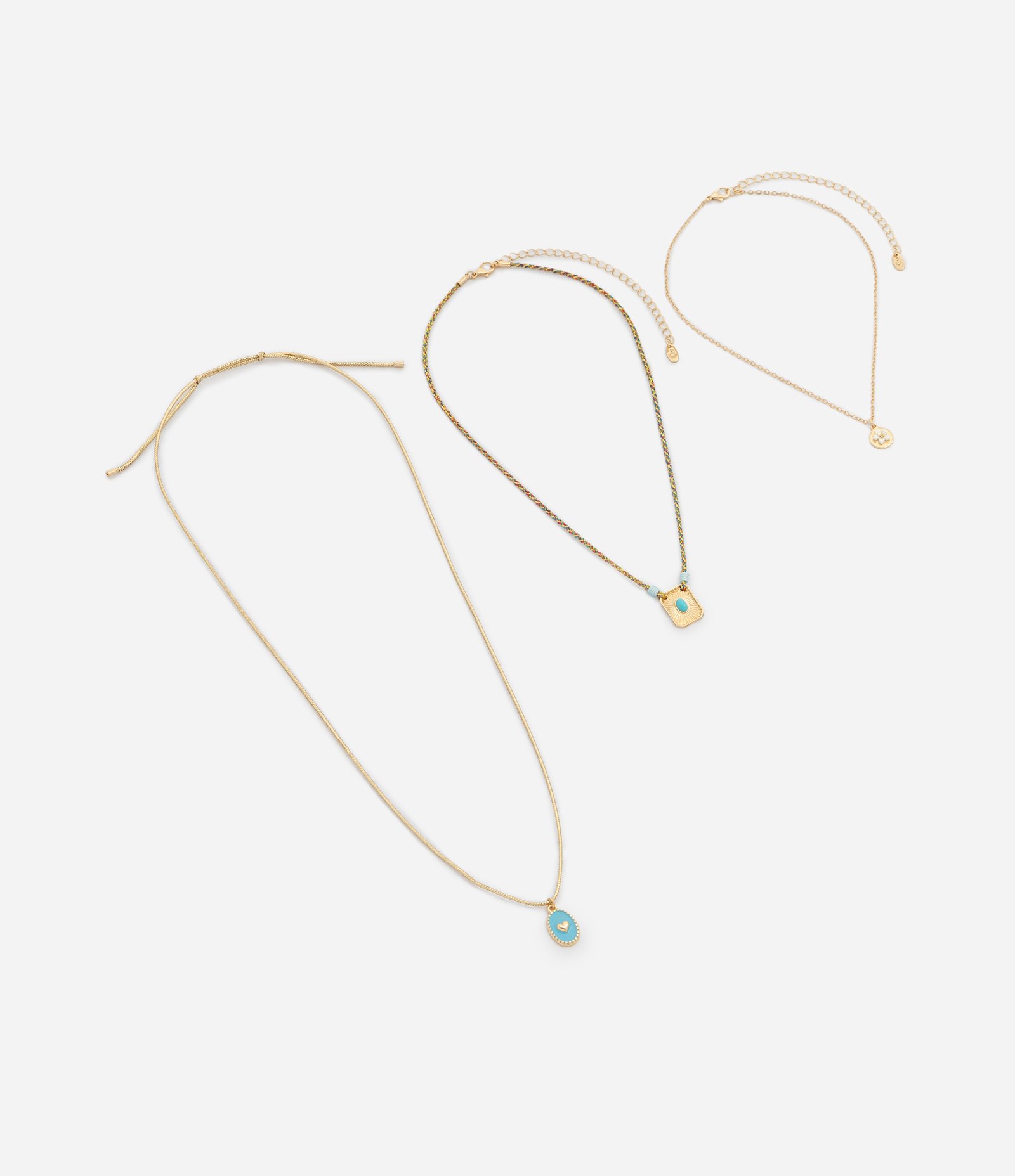 Colar Camadas com Pingentes Variados em Resina Dourado 2