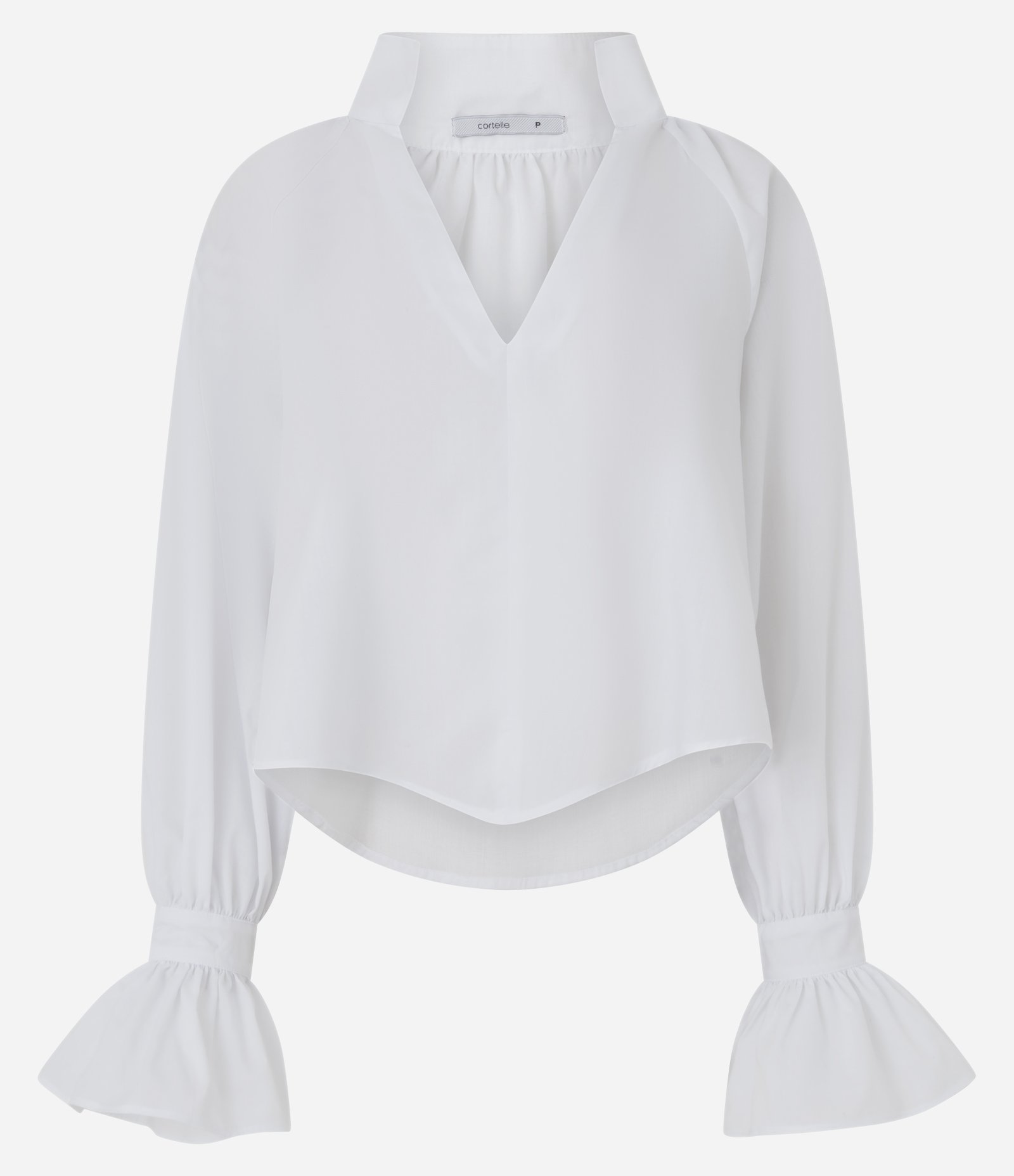 Camisa em Tricoline com Manga Ampla e Barra Assimétrica Branco 3