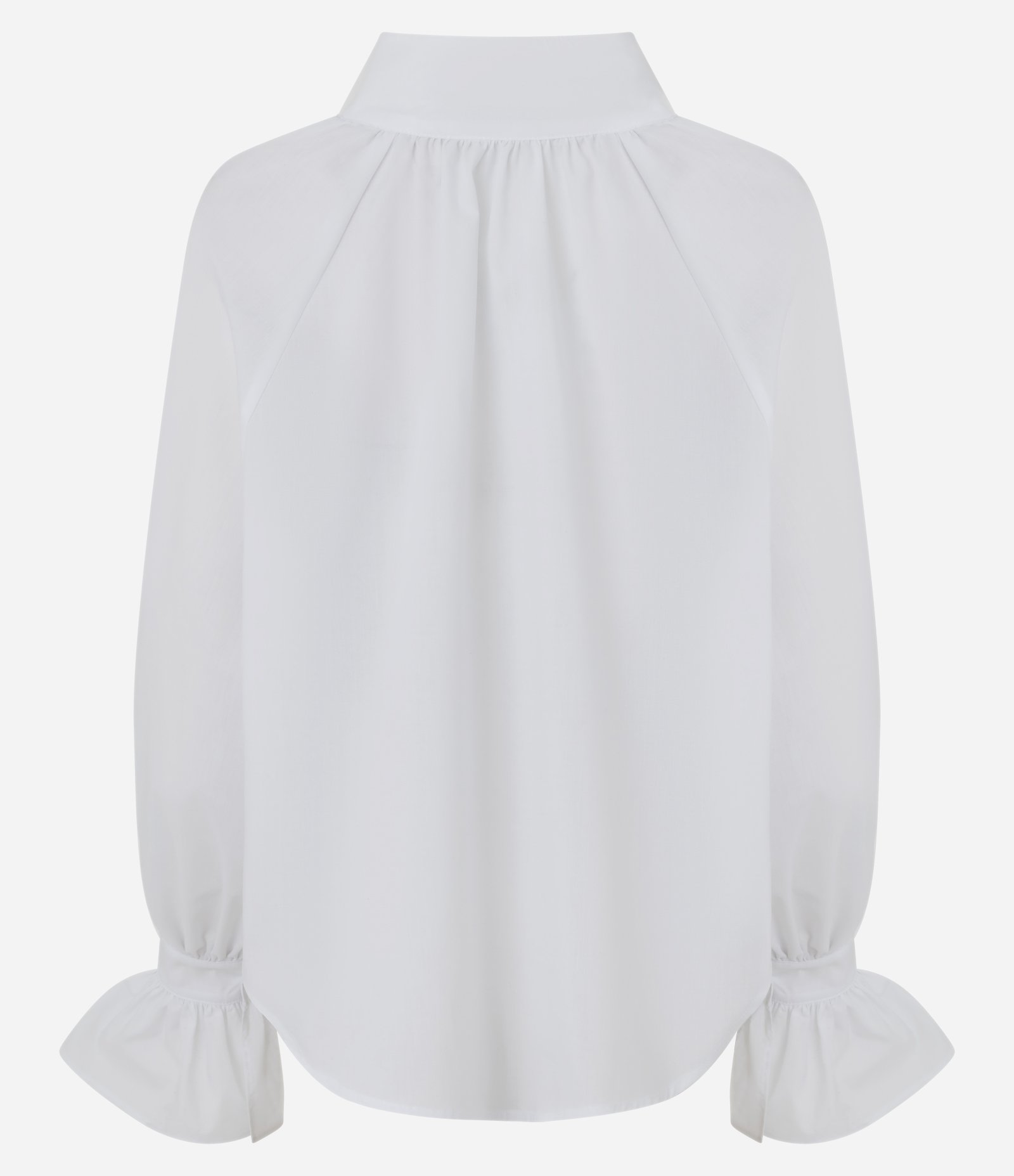 Camisa em Tricoline com Manga Ampla e Barra Assimétrica Branco 4