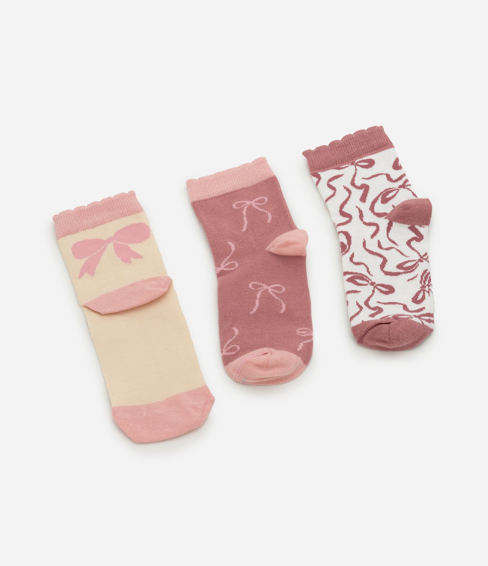 Kit 3 Meias Infantis com Laços - Tam 19 ao 34 Multicores 2