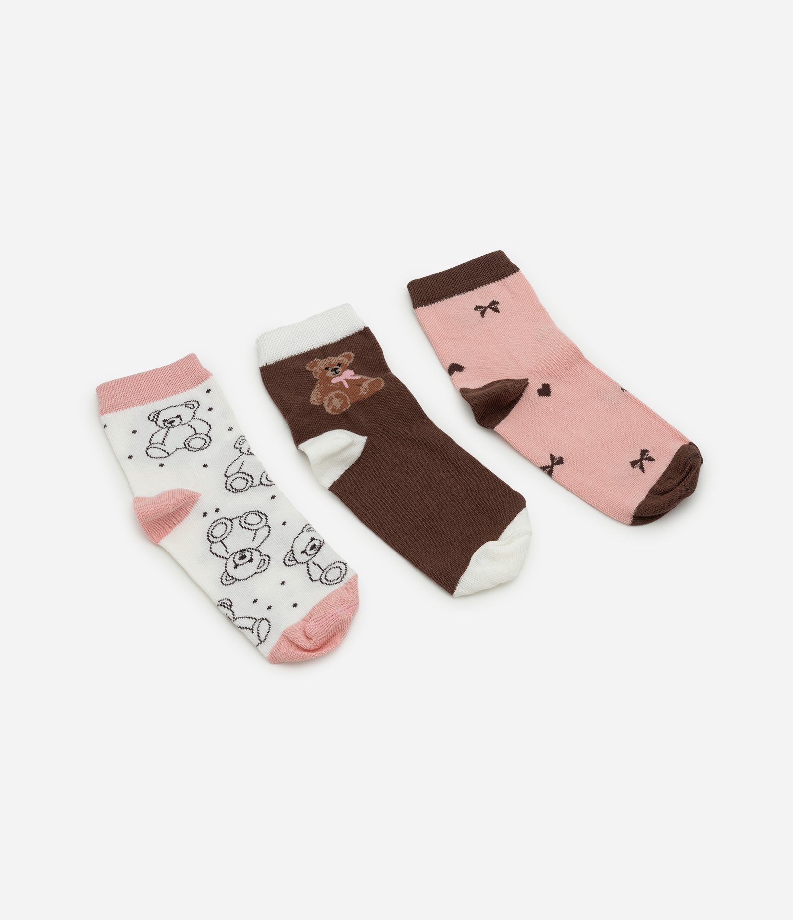 Kit 03 Pares de Meias Infantil com Estampa Ursinho – Tam 19 a 34 Sortido 1