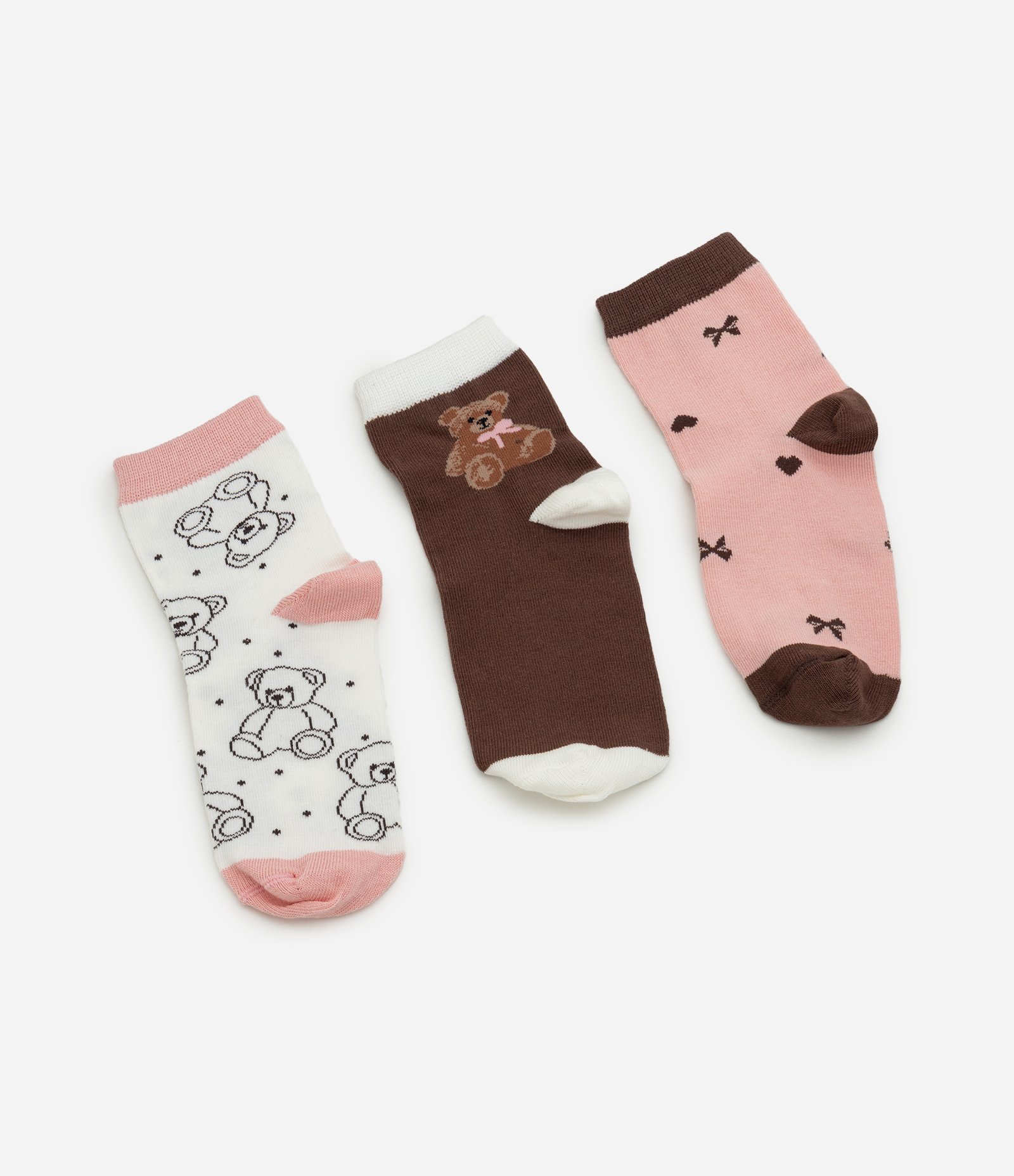 Kit 03 Pares de Meias Infantil com Estampa Ursinho – Tam 19 a 34 Sortido 2