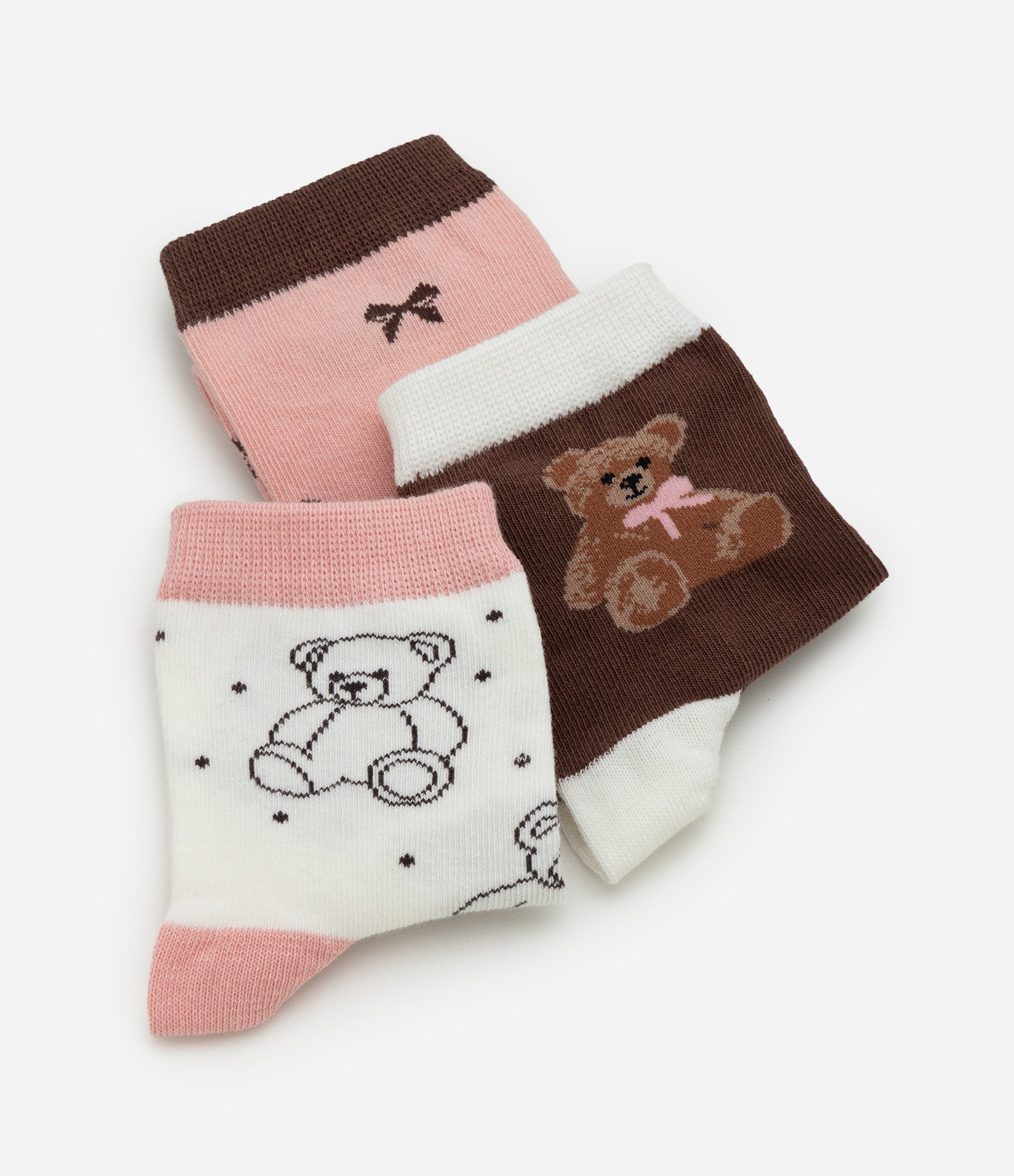 Kit 03 Pares de Meias Infantil com Estampa Ursinho – Tam 19 a 34 Sortido 3