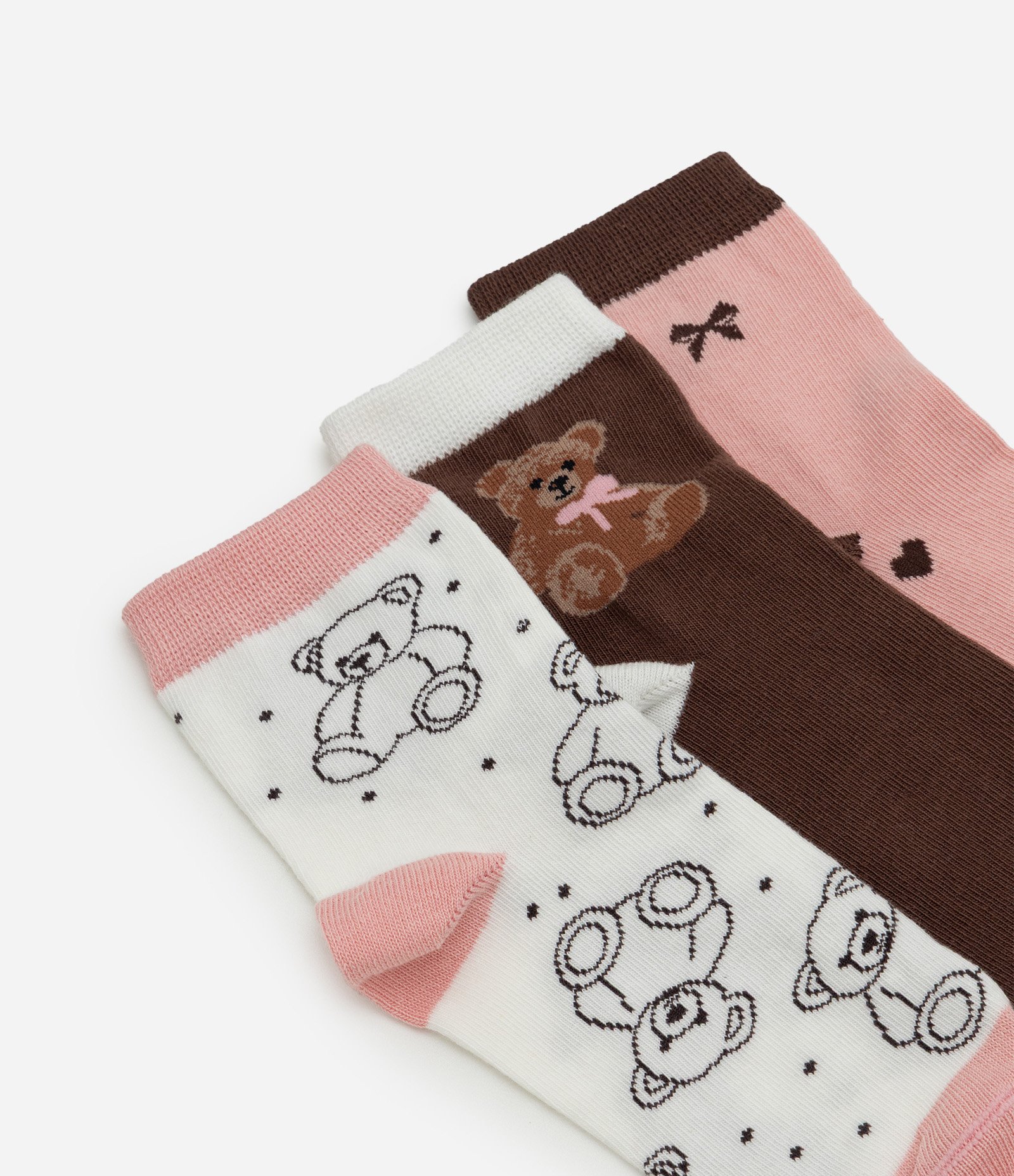 Kit 03 Pares de Meias Infantil com Estampa Ursinho – Tam 19 a 34 Sortido 4