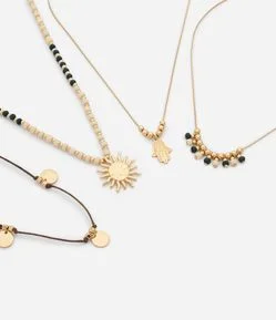 Colar Camadas com Pingentes Místicos