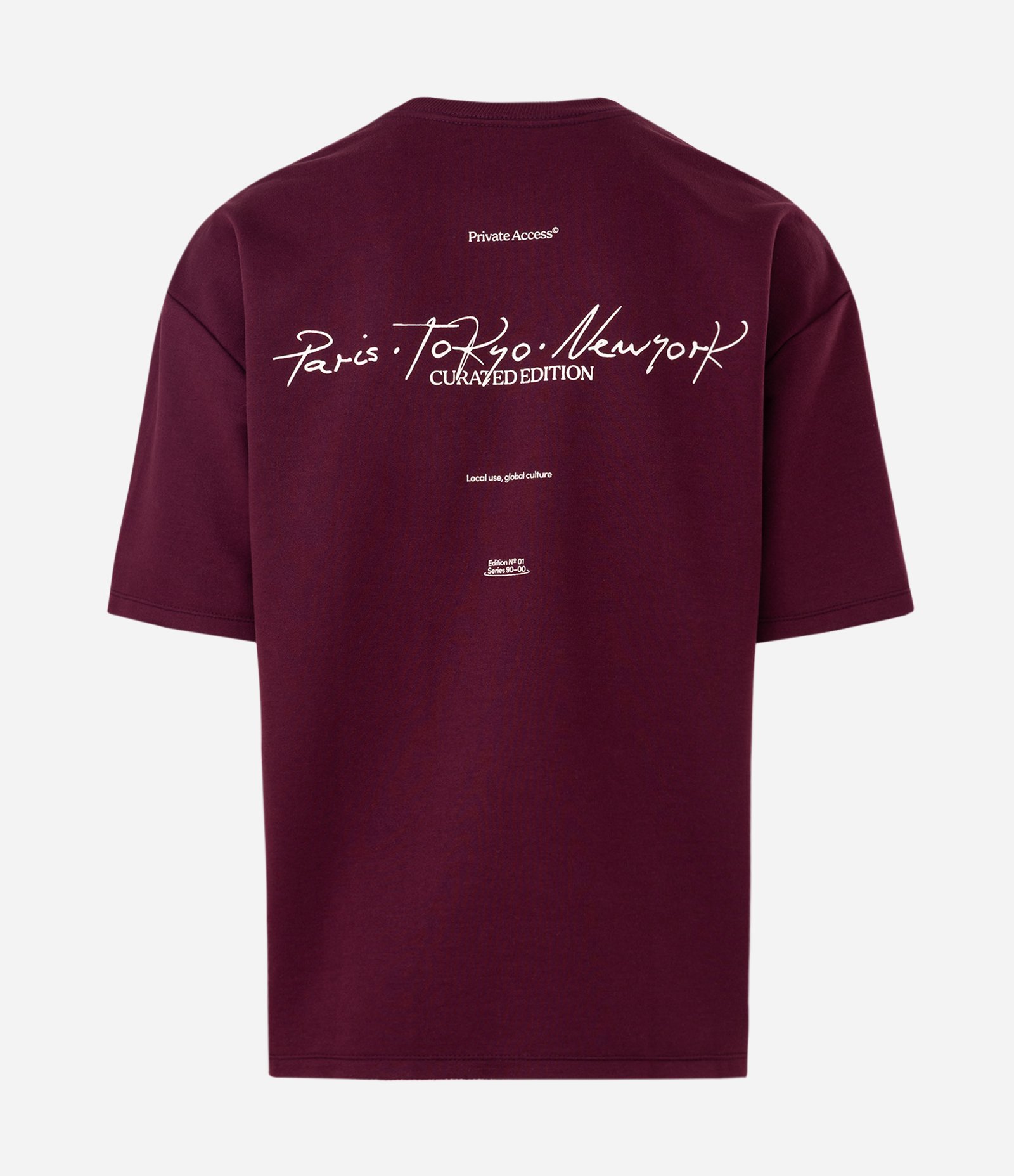 Camiseta Oversized em Moletinho com Lettering Paris Tokyo New York Bordô 6