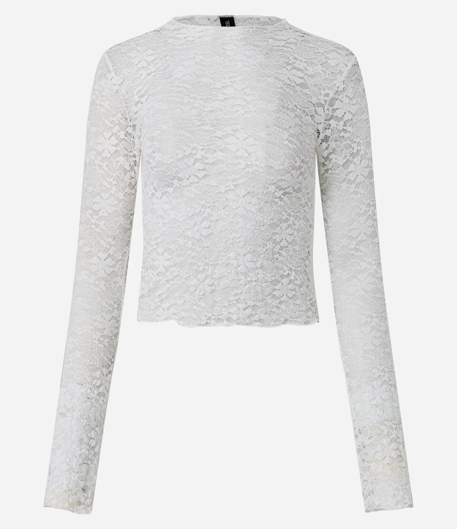 Blusa Manga Longa em Renda Texturizada Branco 5