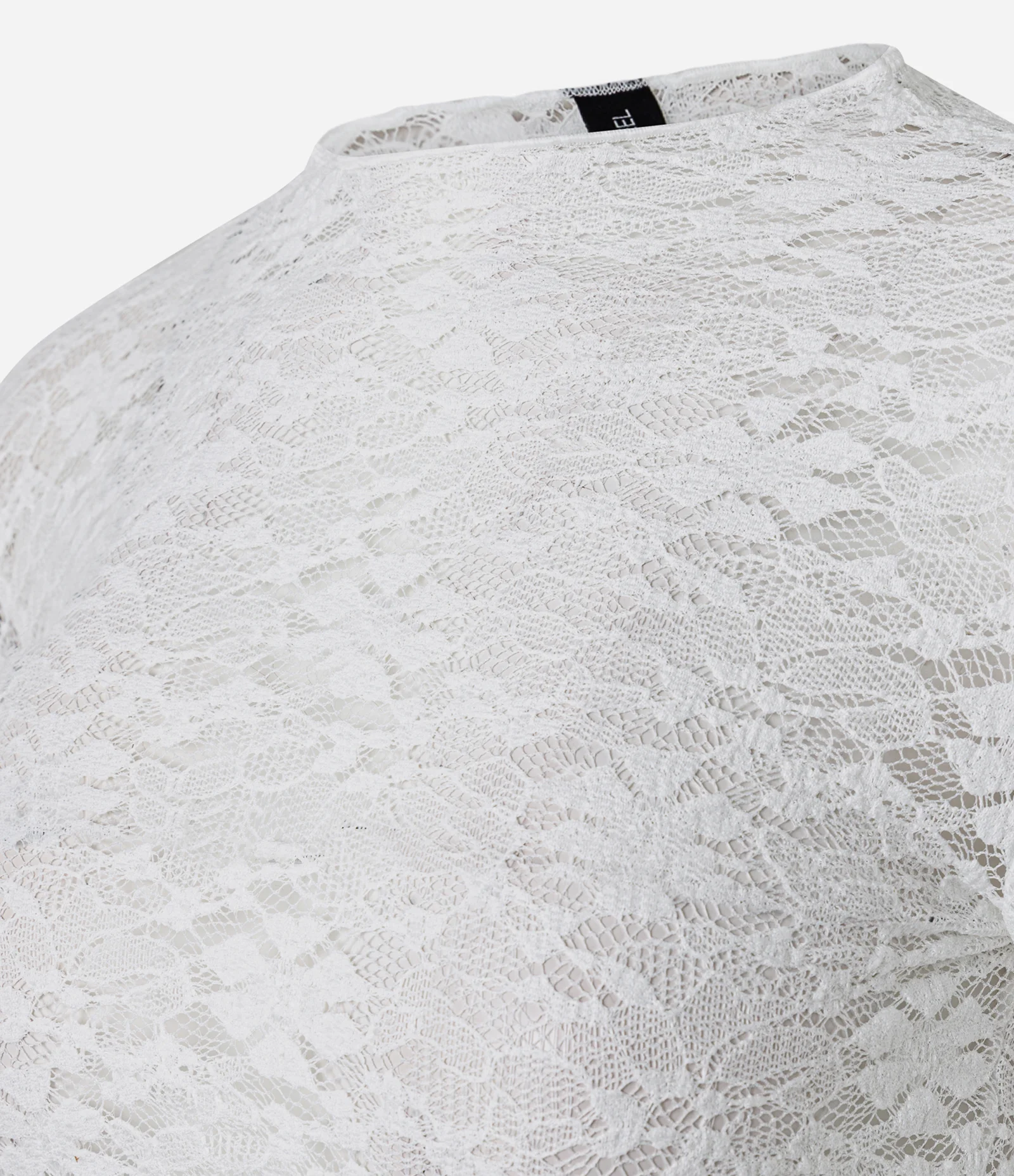 Blusa Manga Longa em Renda Texturizada Branco 6