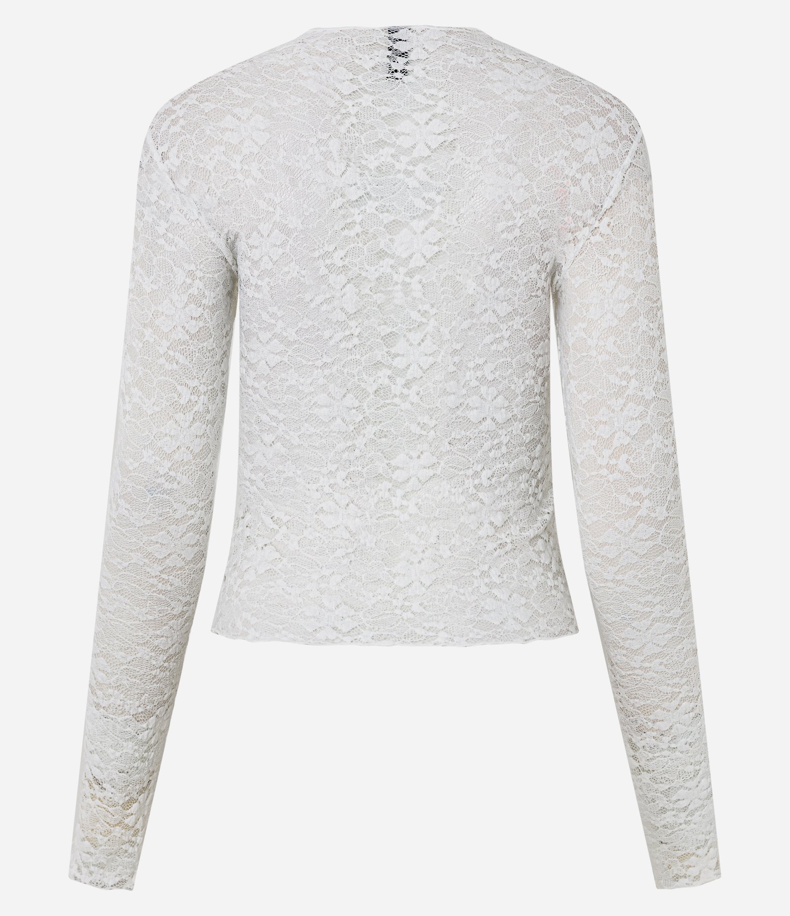 Blusa Manga Longa em Renda Texturizada Branco 7