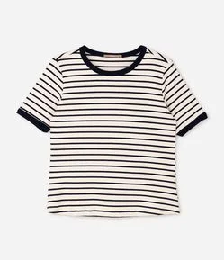 Blusa Ribana Listrada com Galão Contrastante Curve & Plus Size