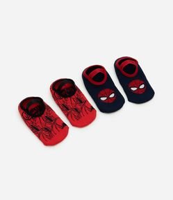 Kit 02 Meias Infantil Sapatilha com Antiderrapante Homem Aranha – Tam 19 a 34