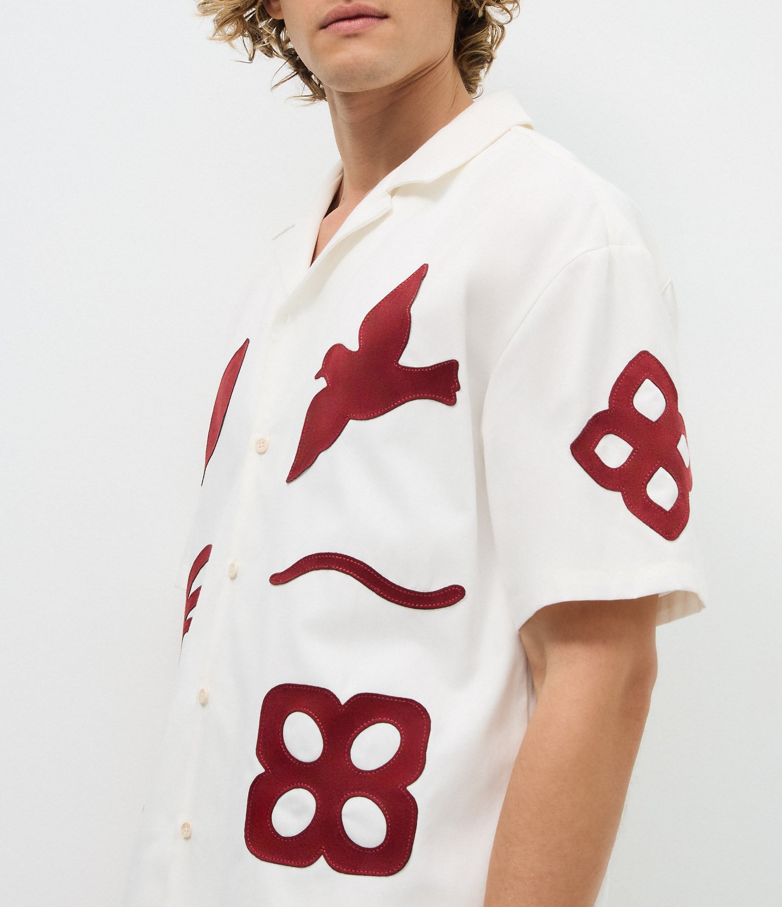 Camisa Manga Curta Sarja Texturizada com Bordado Branco 3