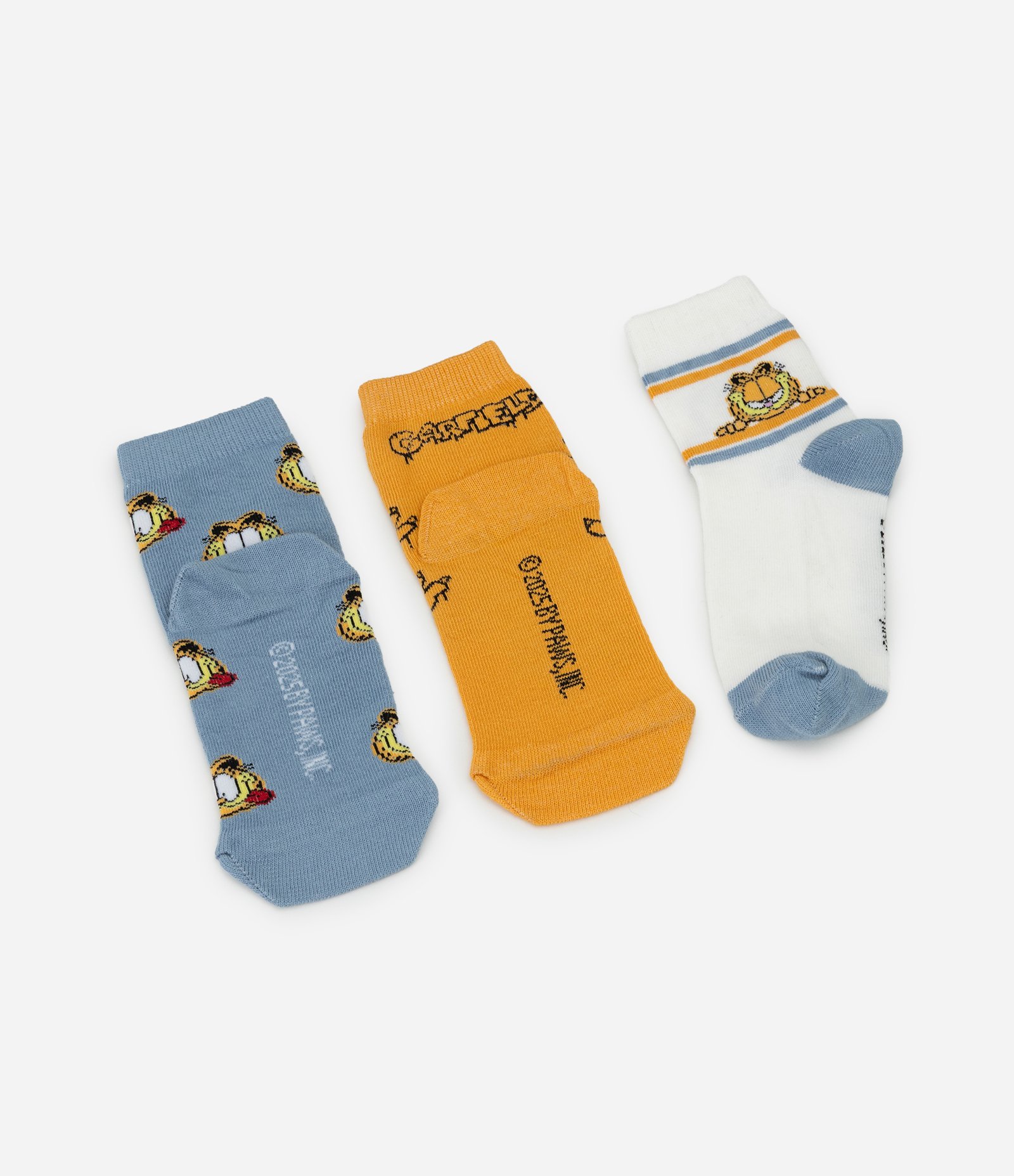 Kit 3 Pares de Meia Infantil Cano Médio com Estampa Garfield – Tam 19 a 38 Azul/Laranja/Branco 2