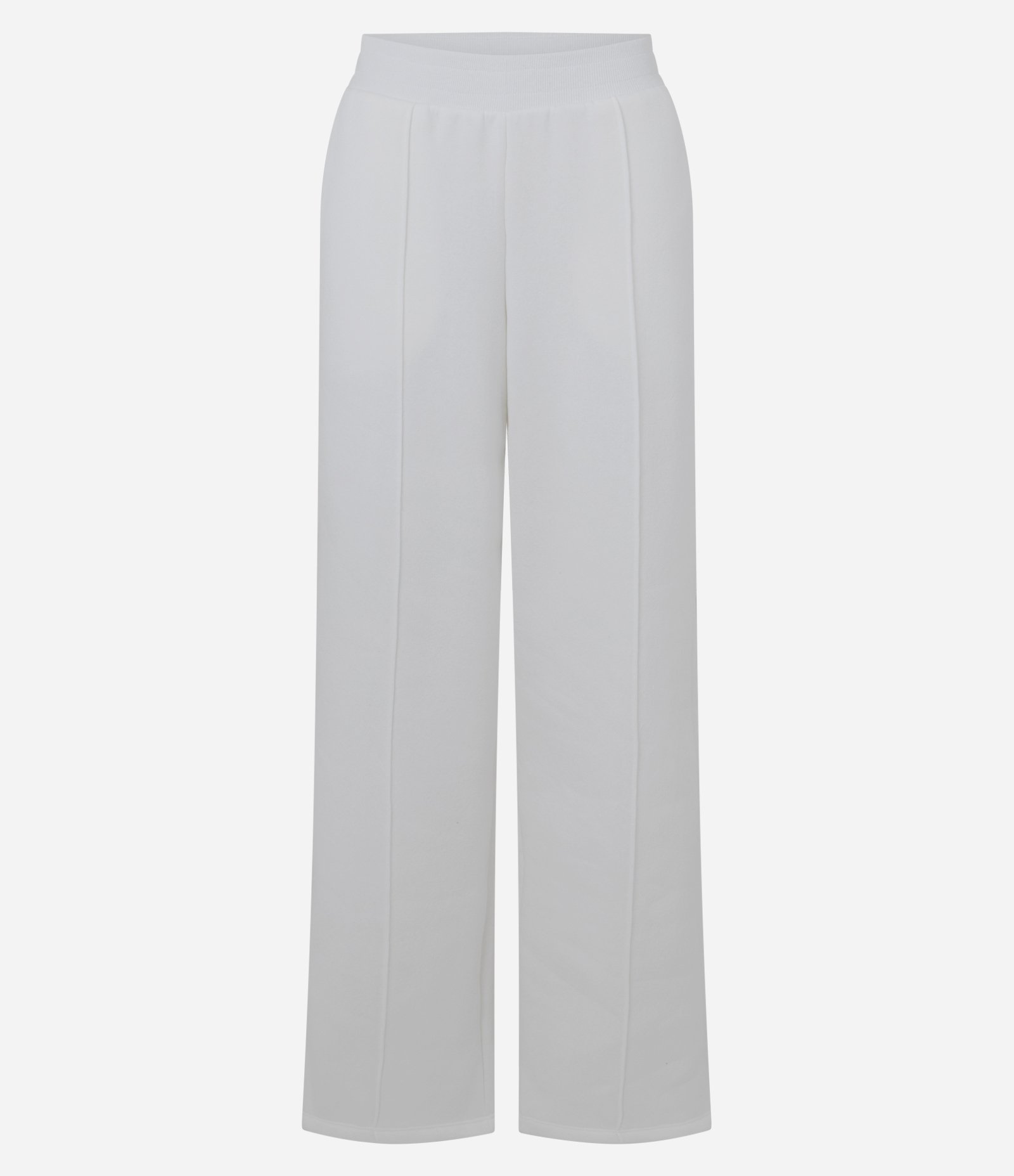 Calça Wide Leg em Moletom com Friso Frontal Branco 1
