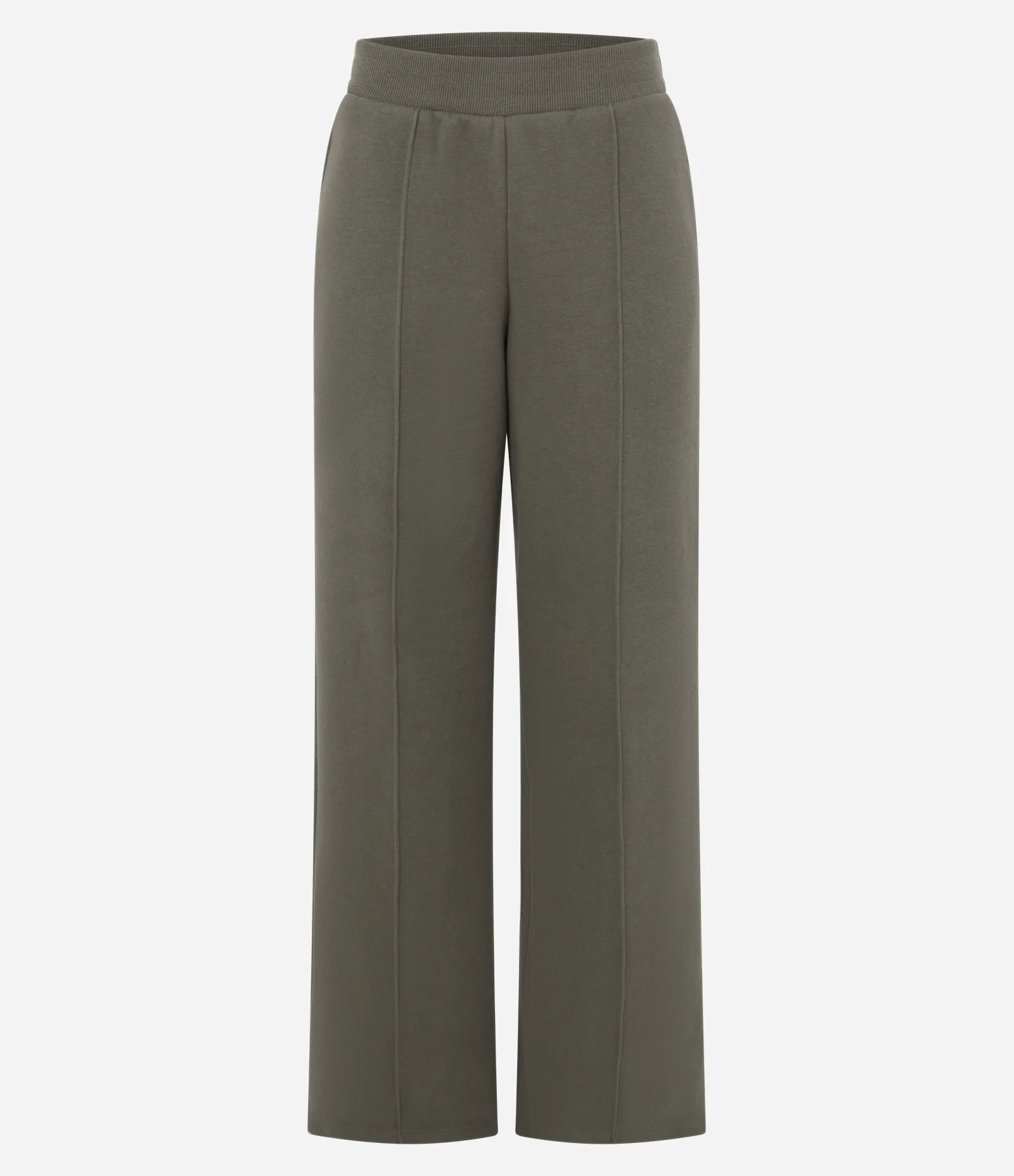 Calça Wide Leg em Moletom com Friso Frontal Verde 1