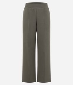 Calça Wide Leg em Moletom com Friso Frontal