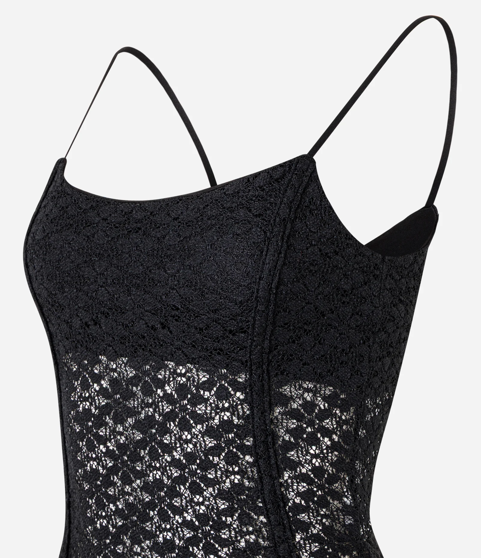 Body Alcinha em Renda Texturizada com Estrutura Corsetada Preto 1
