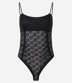 Body Alcinha em Renda Texturizada com Estrutura Corsetada