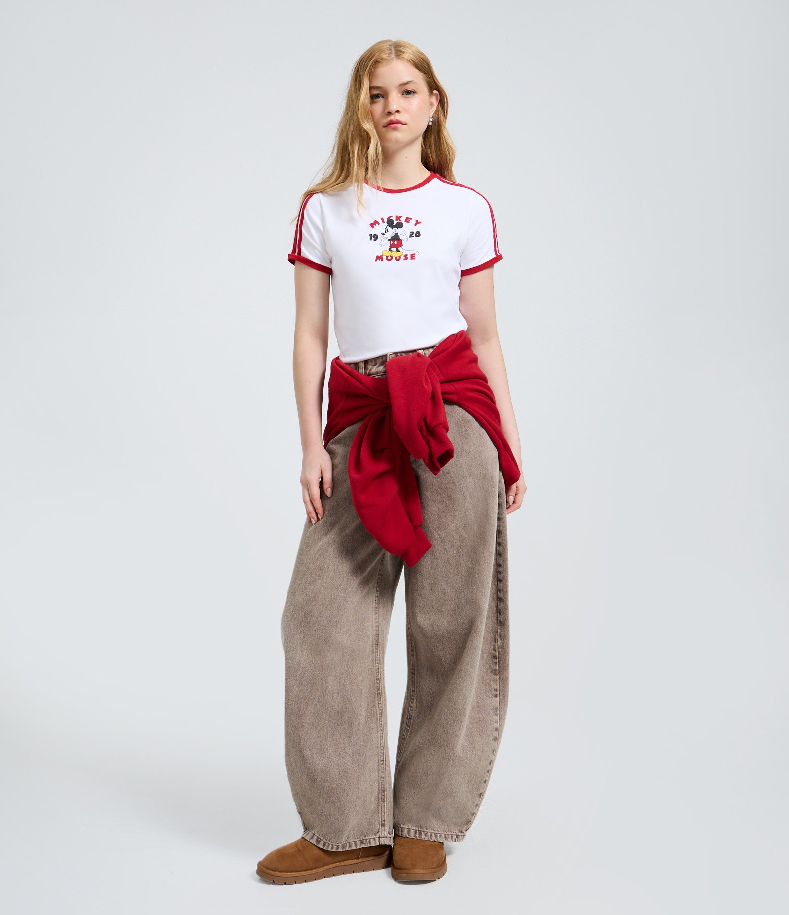 Camiseta New T-shirt com Estampa Mickey e Detalhes Contrastantes Branco 2