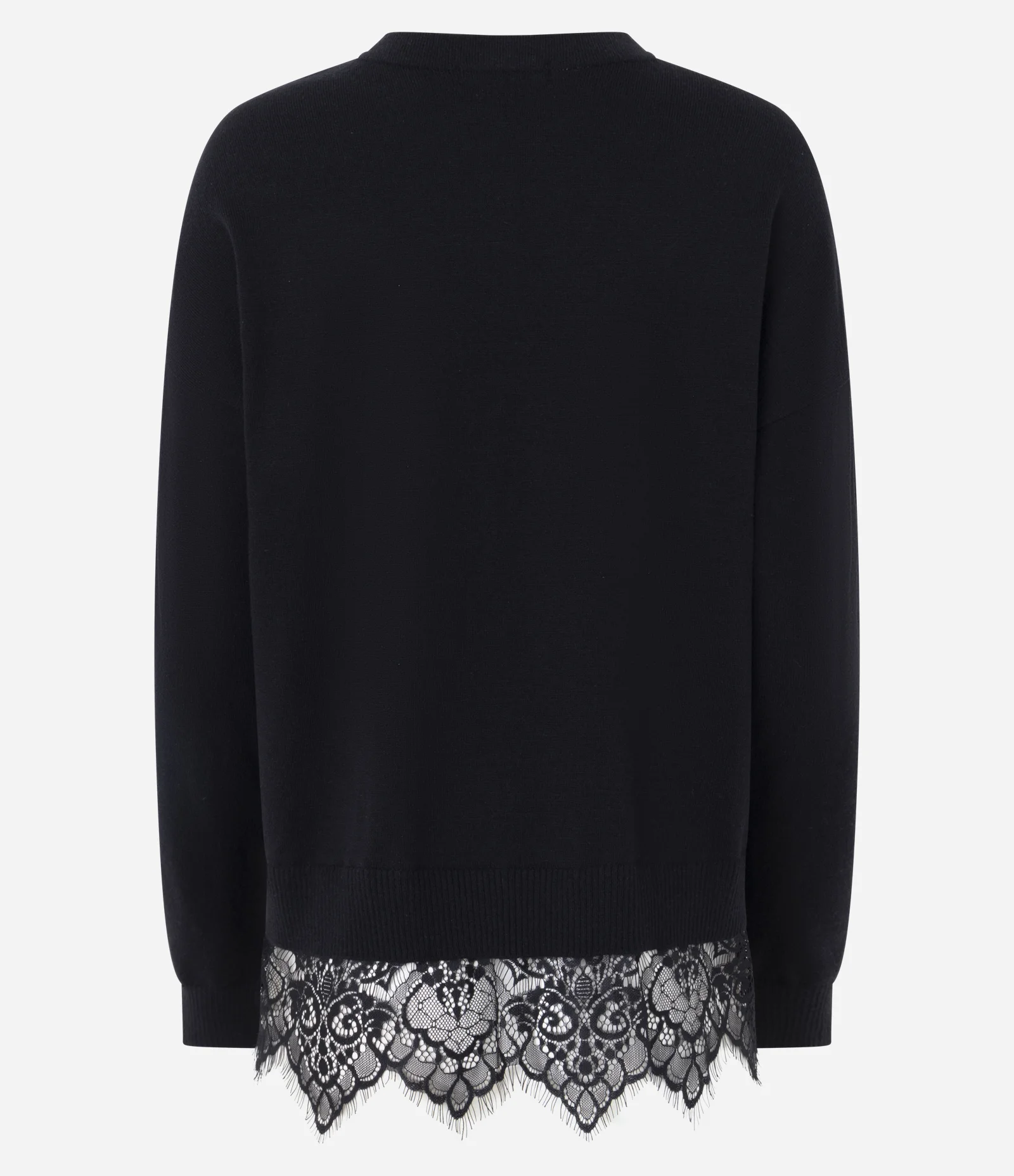 Blusa em Tricô com Aplicação de Renda na Barra Preto 3