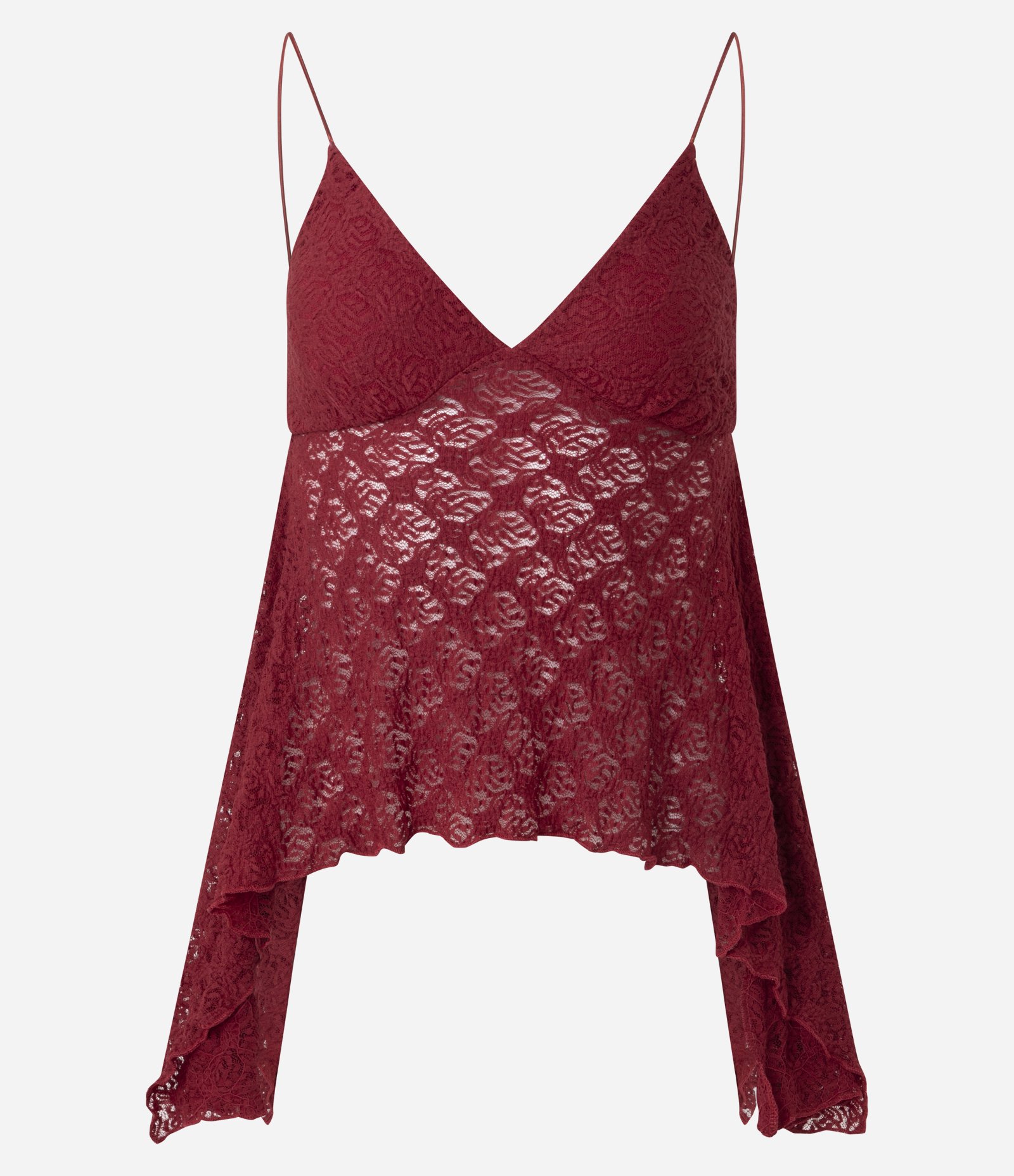 Blusa de Alcinha em Renda com Textura e Pontas Assimétricas Vermelho 5