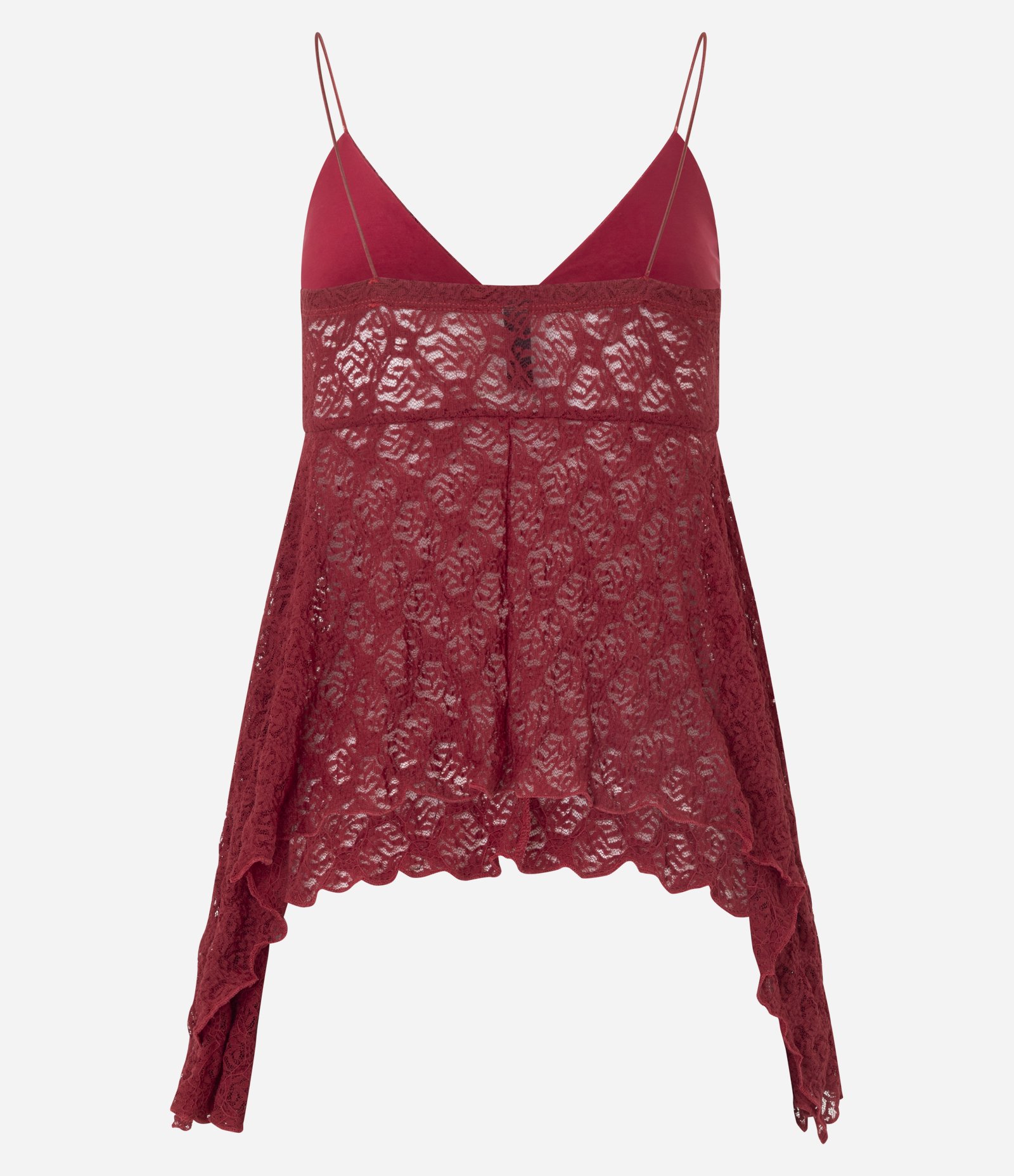 Blusa de Alcinha em Renda com Textura e Pontas Assimétricas Vermelho 7