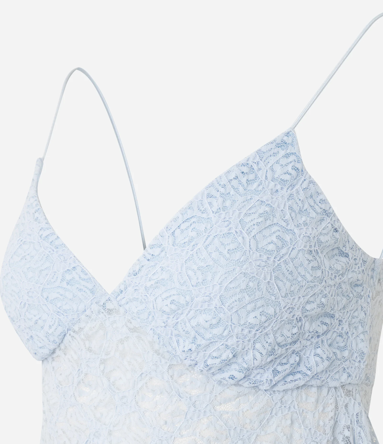 Blusa de Alcinha em Renda com Textura e Pontas Assimétricas Azul 6