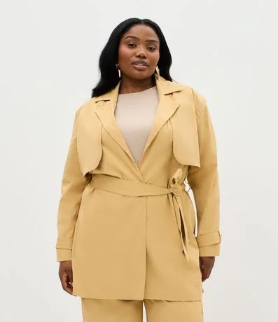 Jaqueta em Tweed com Estampa Pied de Poule Curve & Plus Size Rosa