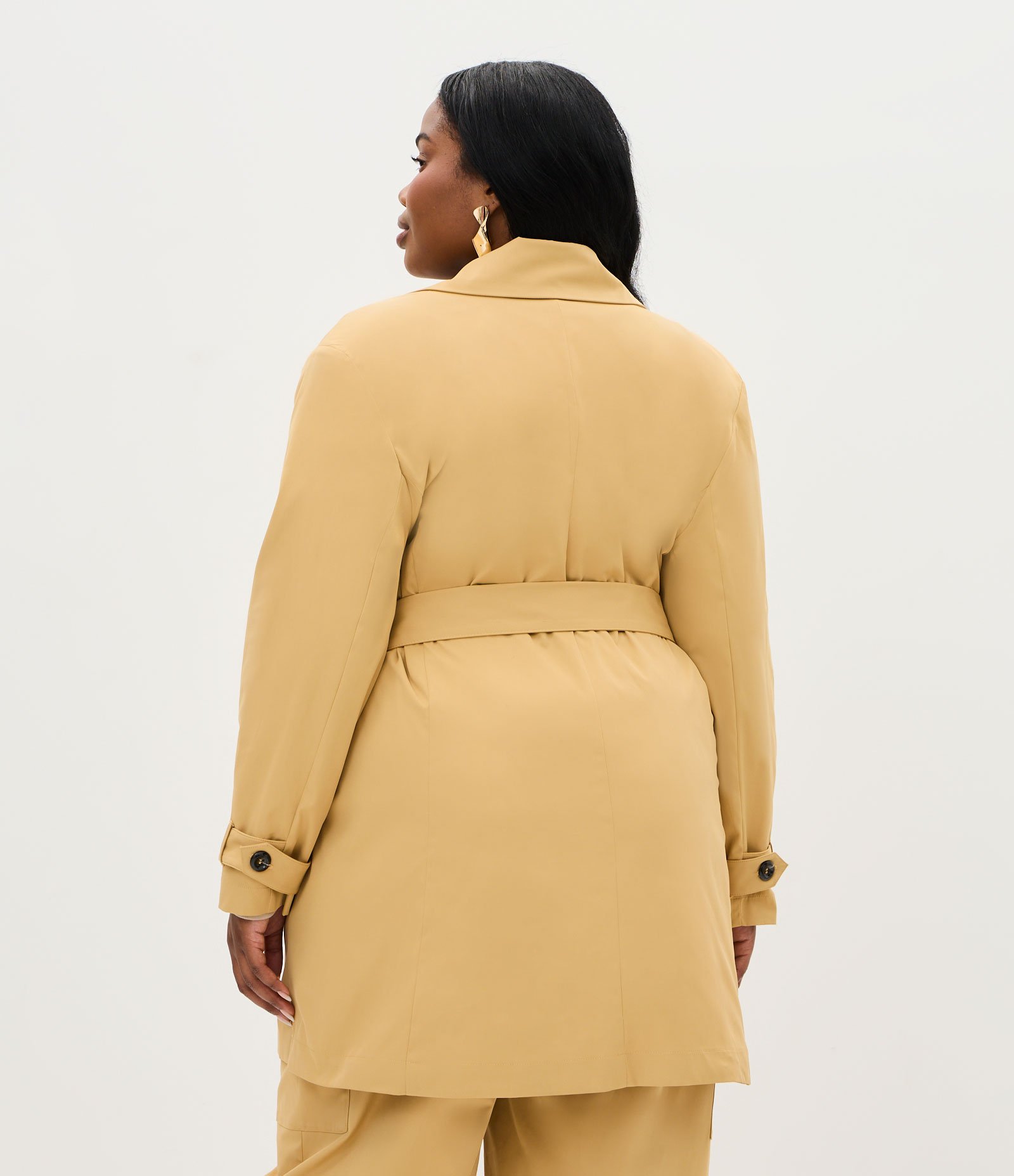 Casaco Trench Coat Alfaiatado Curve & Plus Size Bege 4