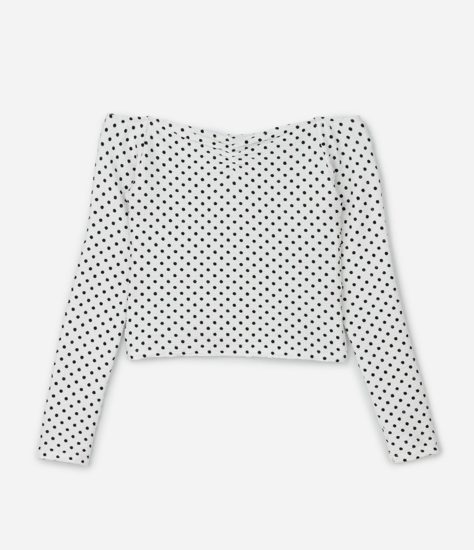 Blusa Infantil Ombro a Ombro com Estampa Poá – Tam 5 a 16 Anos Branco/Preto 1