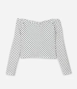 Blusa Infantil Ombro a Ombro com Estampa Poá – Tam 5 a 16 Anos