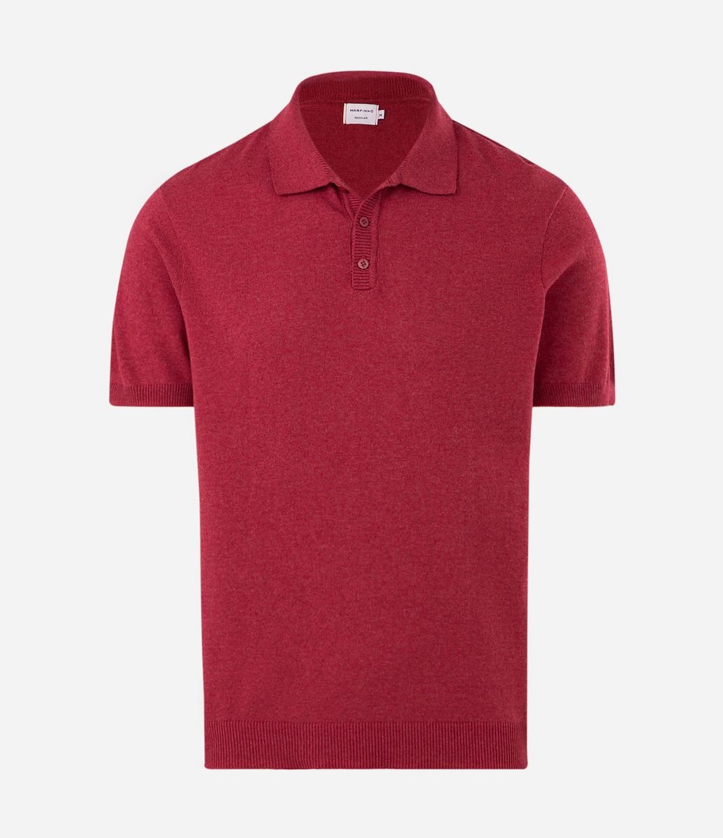 Polo Regular em Tricô Texturizada Vermelho