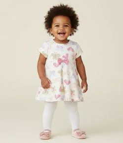 Vestido Infantil Borboletas Coloridas Cotton - Tam 0 a 18 Meses