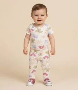 Body Infantil com Estampa Fullprint Borboletas – Tam 0 a 18 Meses