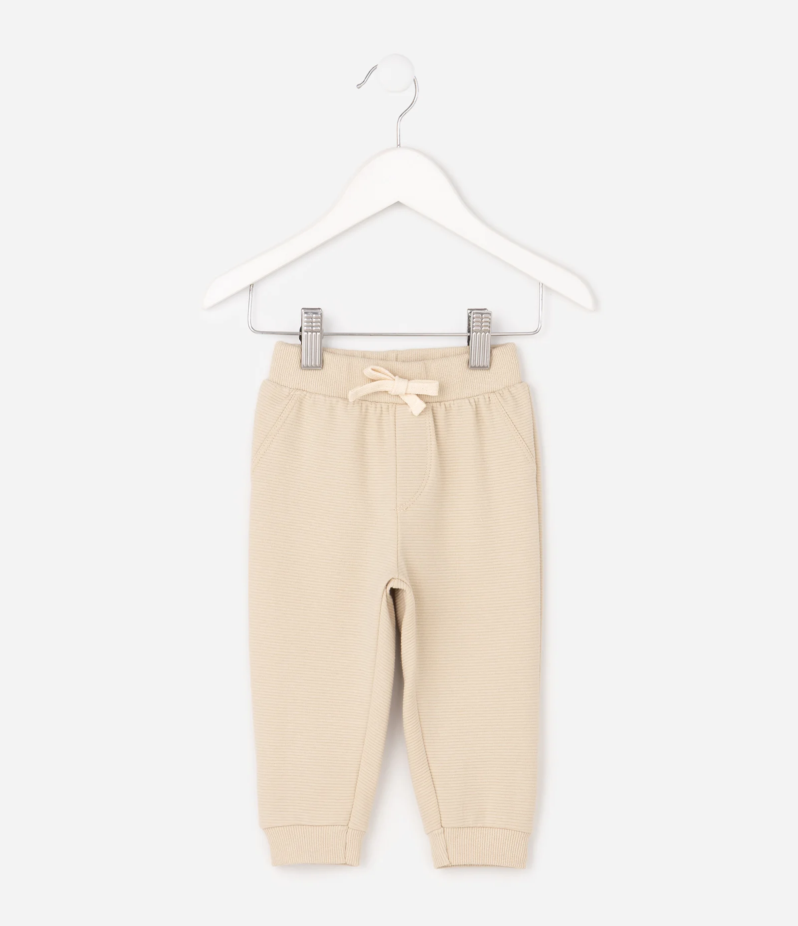Calça Waffle Infantil com Cordão - Tam 0 a 18 Meses Bege 2