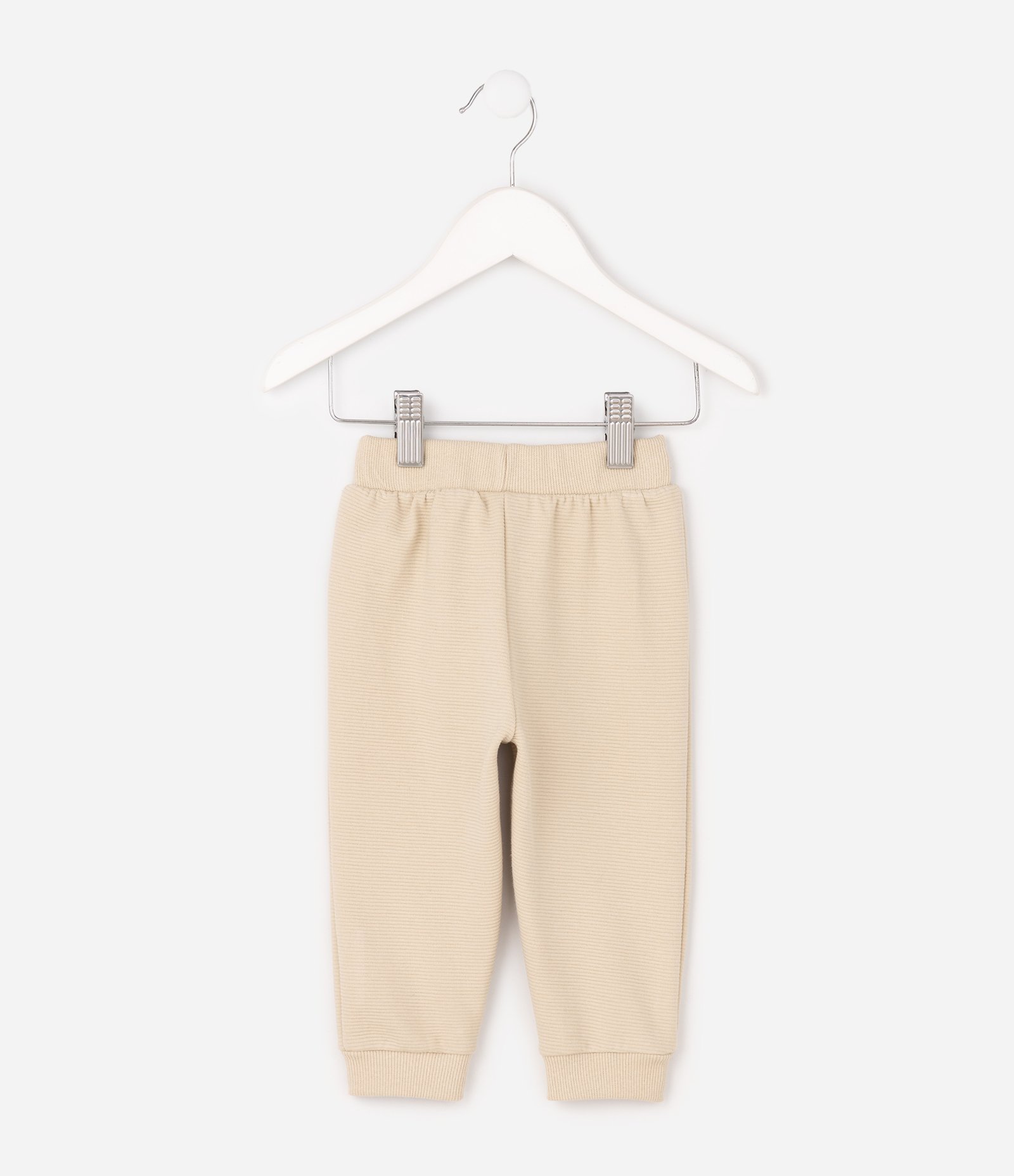 Calça Waffle Infantil com Cordão - Tam 0 a 18 Meses Bege 3