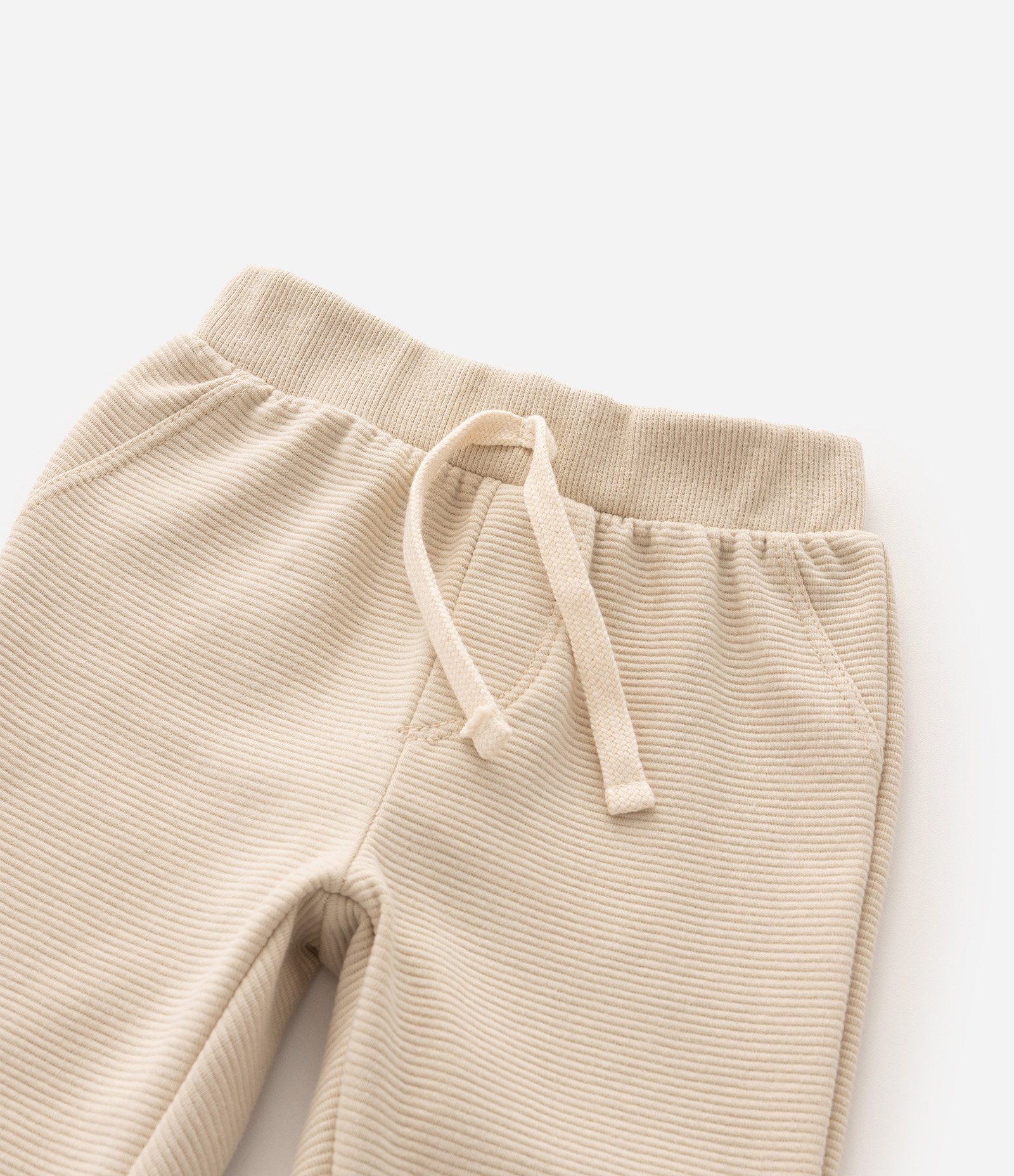 Calça Waffle Infantil com Cordão - Tam 0 a 18 Meses Bege 5